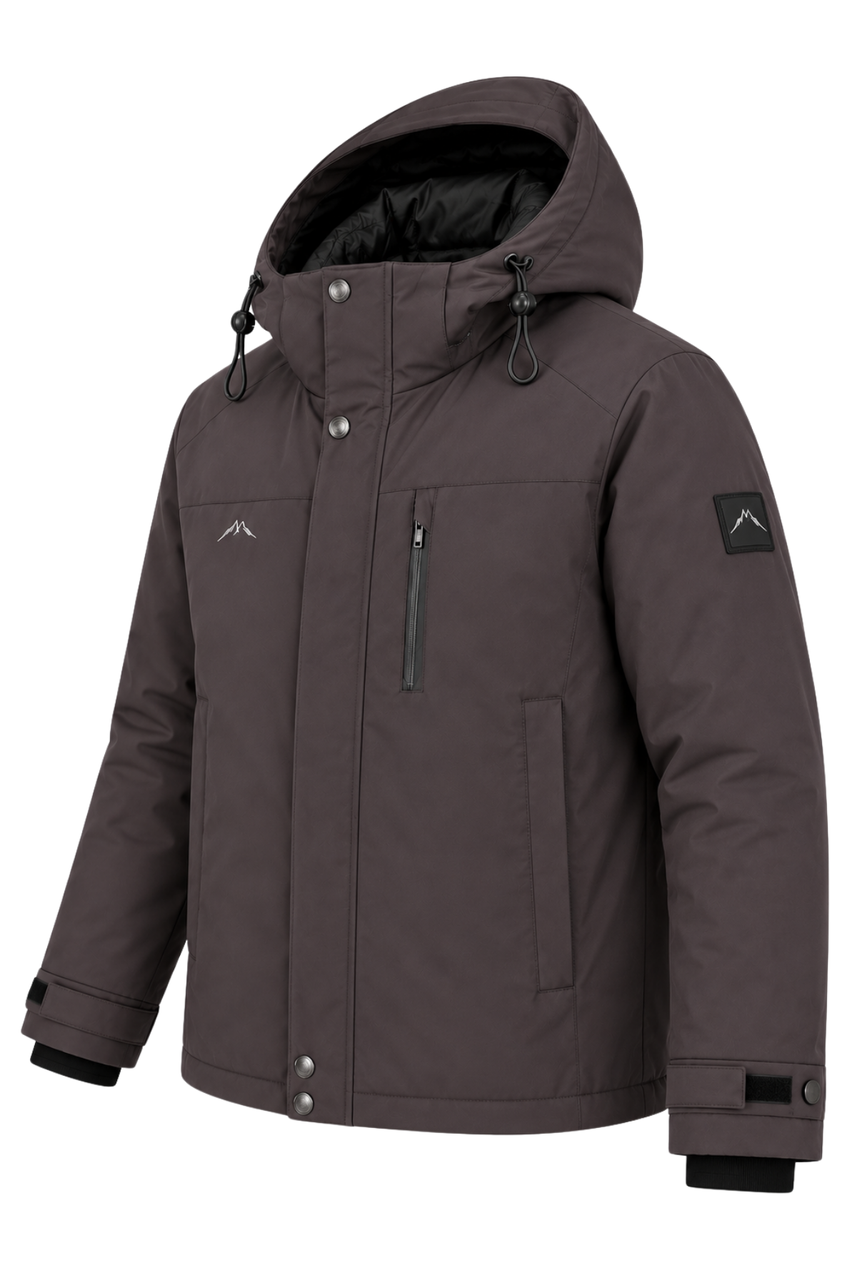 Erkek Gri Kapüşonlu Kışlık Softshell Suya Dayanıklı Fermuarlı Cepli Outdoor Mont