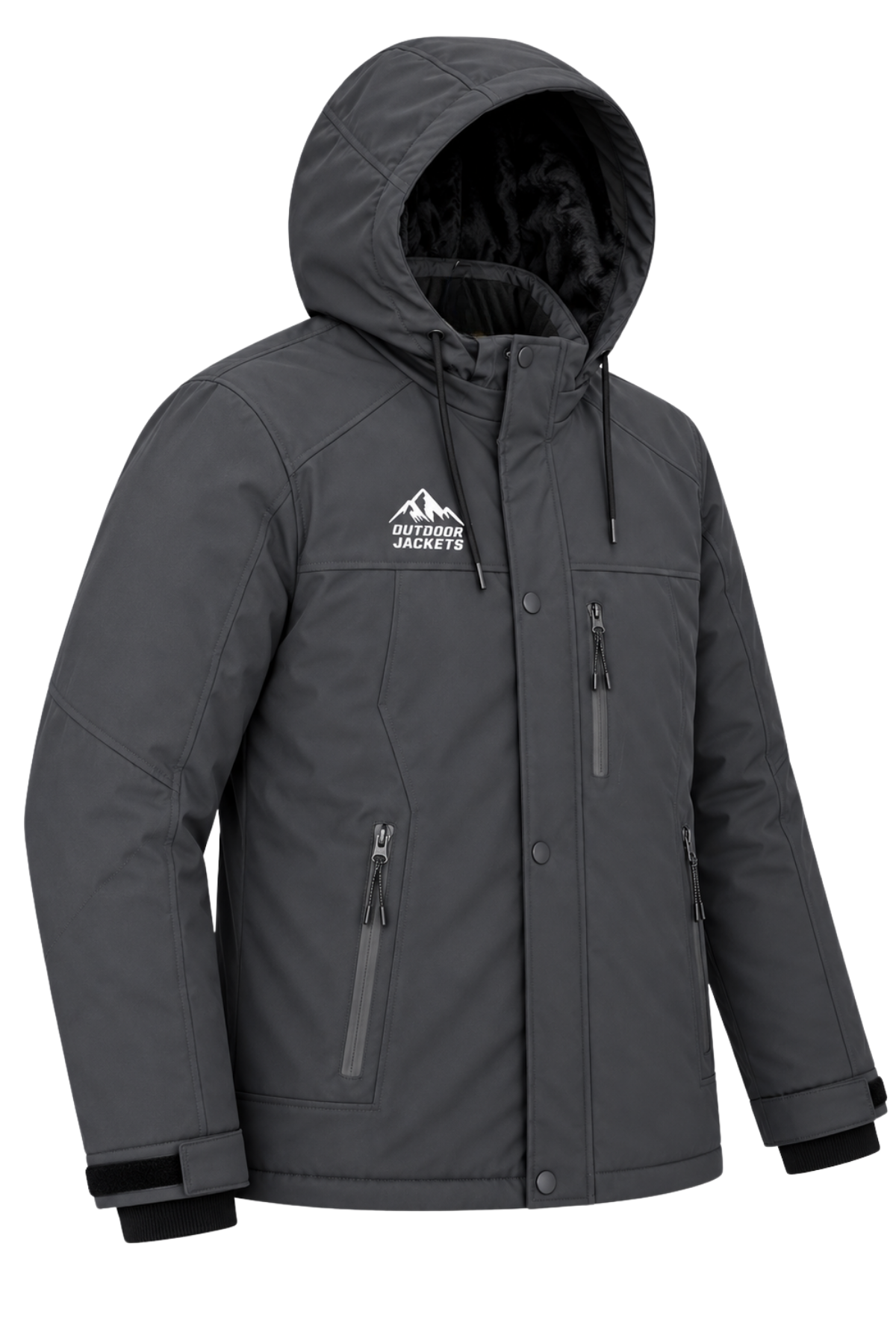 Erkek Gri Softshell Mont Kapüşonlu Kışlık Suya Dayanıklı Fermuarlı Cepli Outdoor Mont