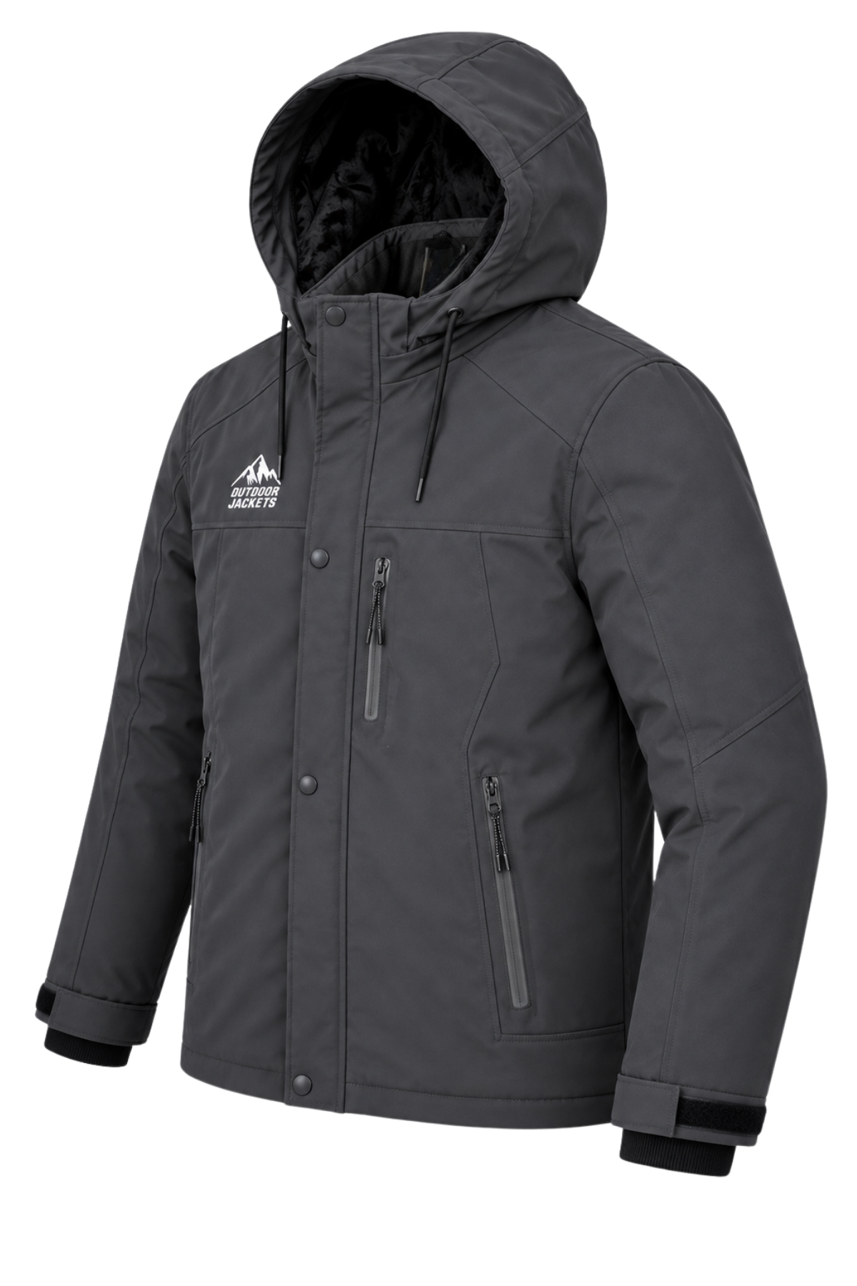 Erkek Gri Softshell Mont Kapüşonlu Kışlık Suya Dayanıklı Fermuarlı Cepli Outdoor Mont