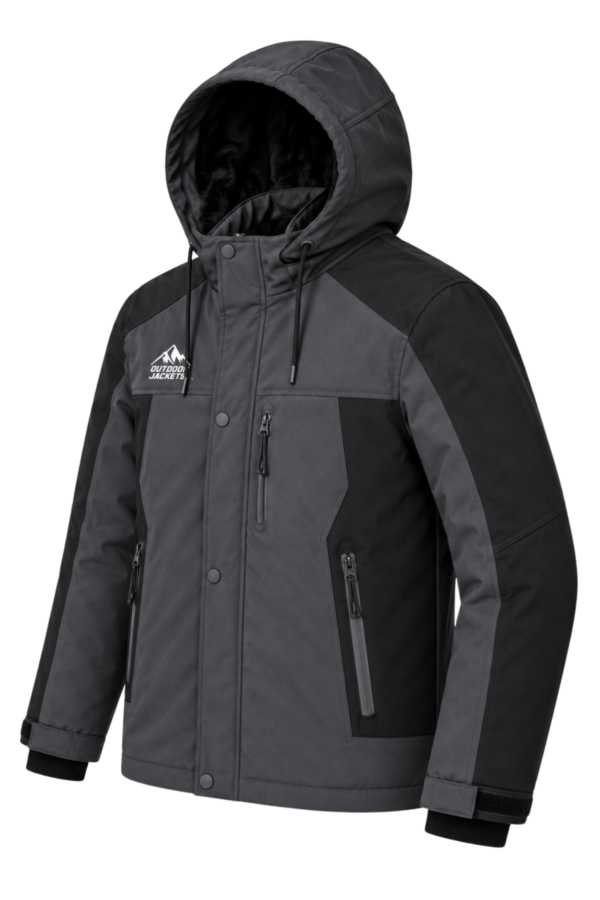Erkek Gri Softshell Mont Kapüşonlu Kışlık Suya Dayanıklı Fermuarlı Cepli Outdoor Mont