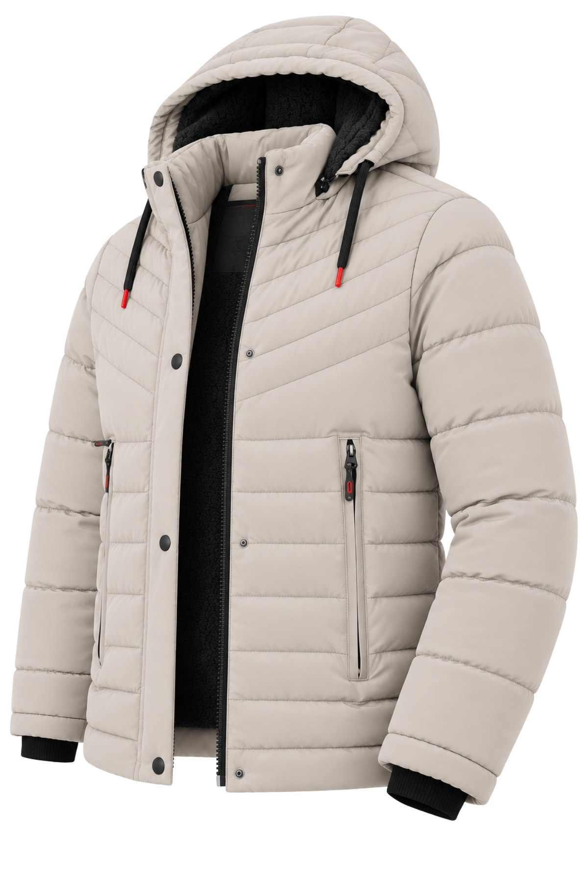 Erkek Krem Erkek Outdoor Su Geçirmez Kapüşonlu Kışlık Kaban – Rüzgar ve Yağmura Dayanıklı  Mont&Kaban