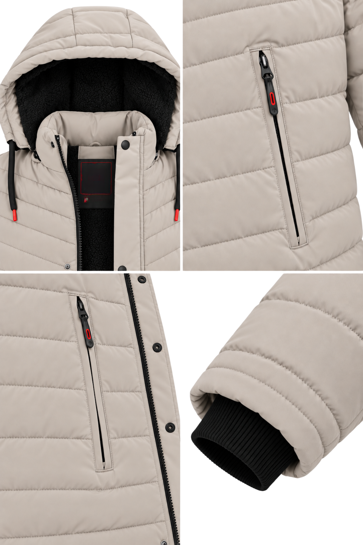 Erkek Krem Erkek Outdoor Su Geçirmez Kapüşonlu Kışlık Kaban – Rüzgar ve Yağmura Dayanıklı  Mont&Kaban
