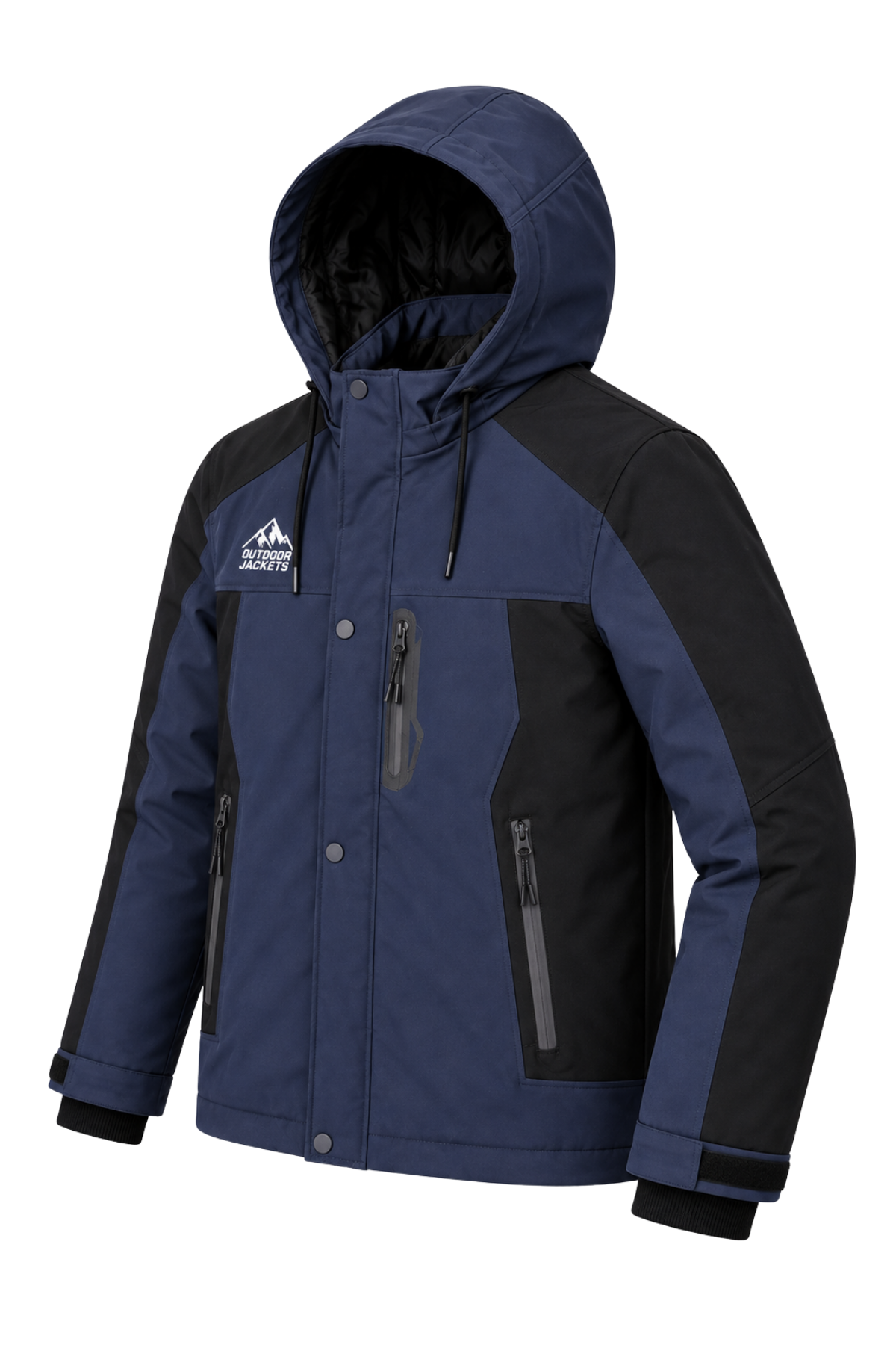 Erkek Lacivert Softshell Mont Kapüşonlu Kışlık Suya Dayanıklı Fermuarlı Cepli Outdoor Mont