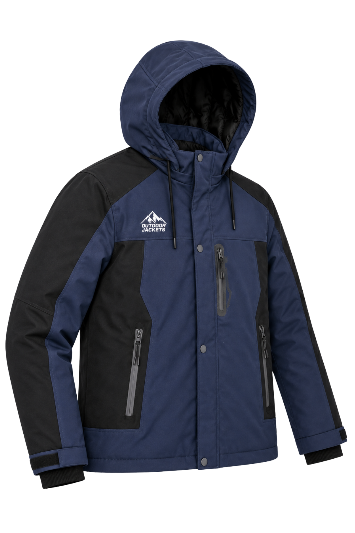 Erkek Lacivert Softshell Mont Kapüşonlu Kışlık Suya Dayanıklı Fermuarlı Cepli Outdoor Mont