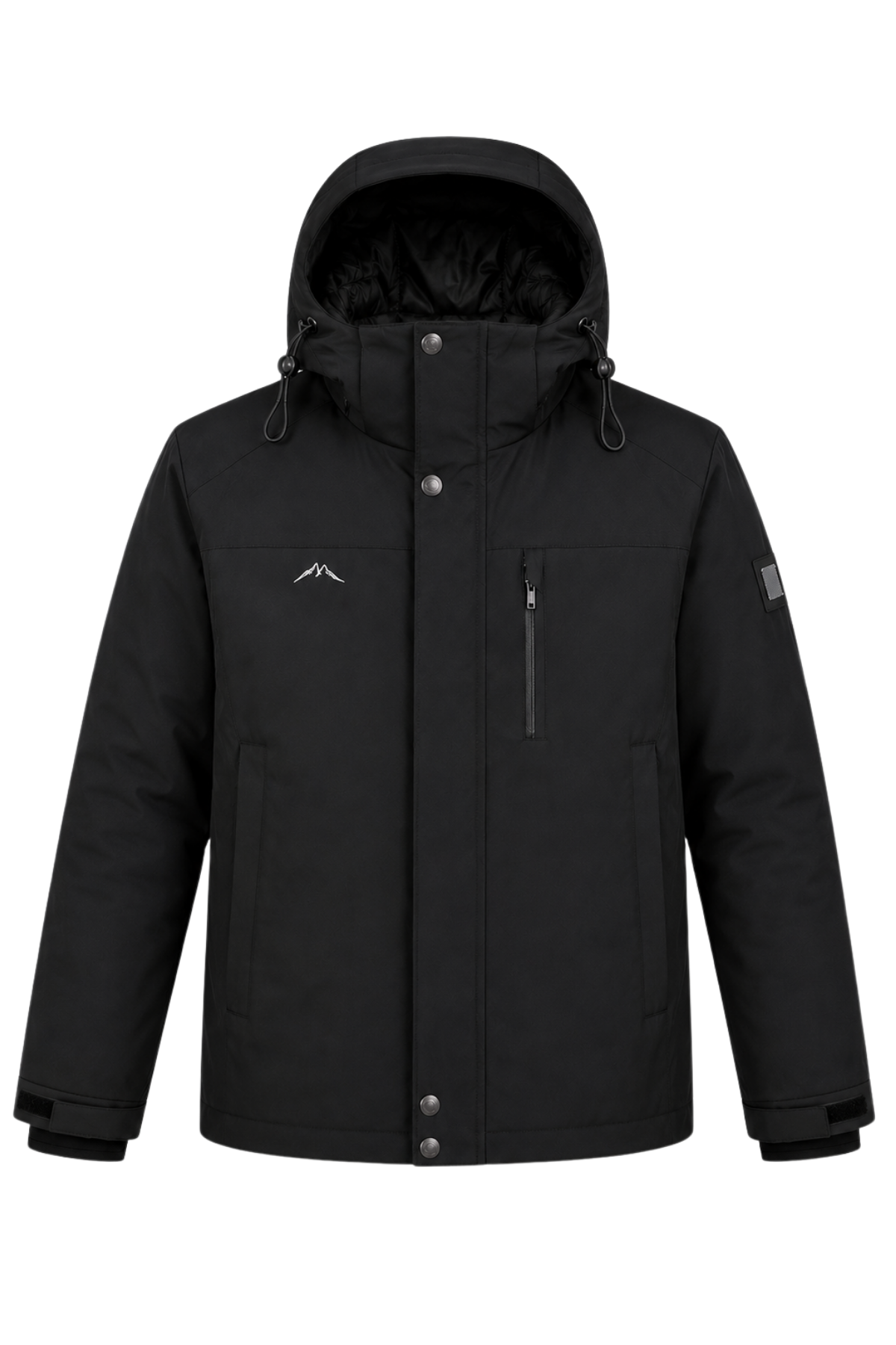 Erkek Siyah Kapüşonlu Kışlık Softshell Suya Dayanıklı Fermuarlı Cepli Outdoor Mont
