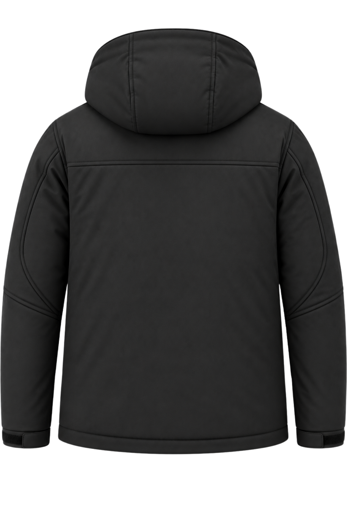 Erkek Siyah Kapüşonlu Kışlık Softshell Suya Dayanıklı Fermuarlı Cepli Outdoor Mont