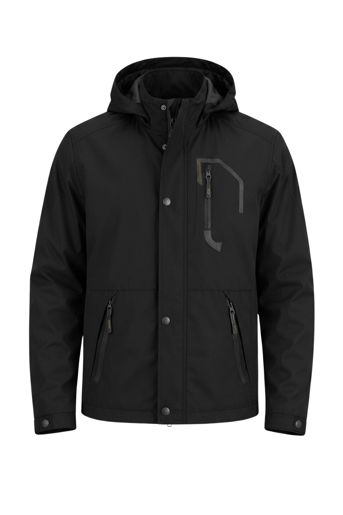 Erkek Siyah Softshell Kapüşonlu İç Cepli Su Ve Rüzgar Geçirmez Mevsimlik&Yazlık Mont