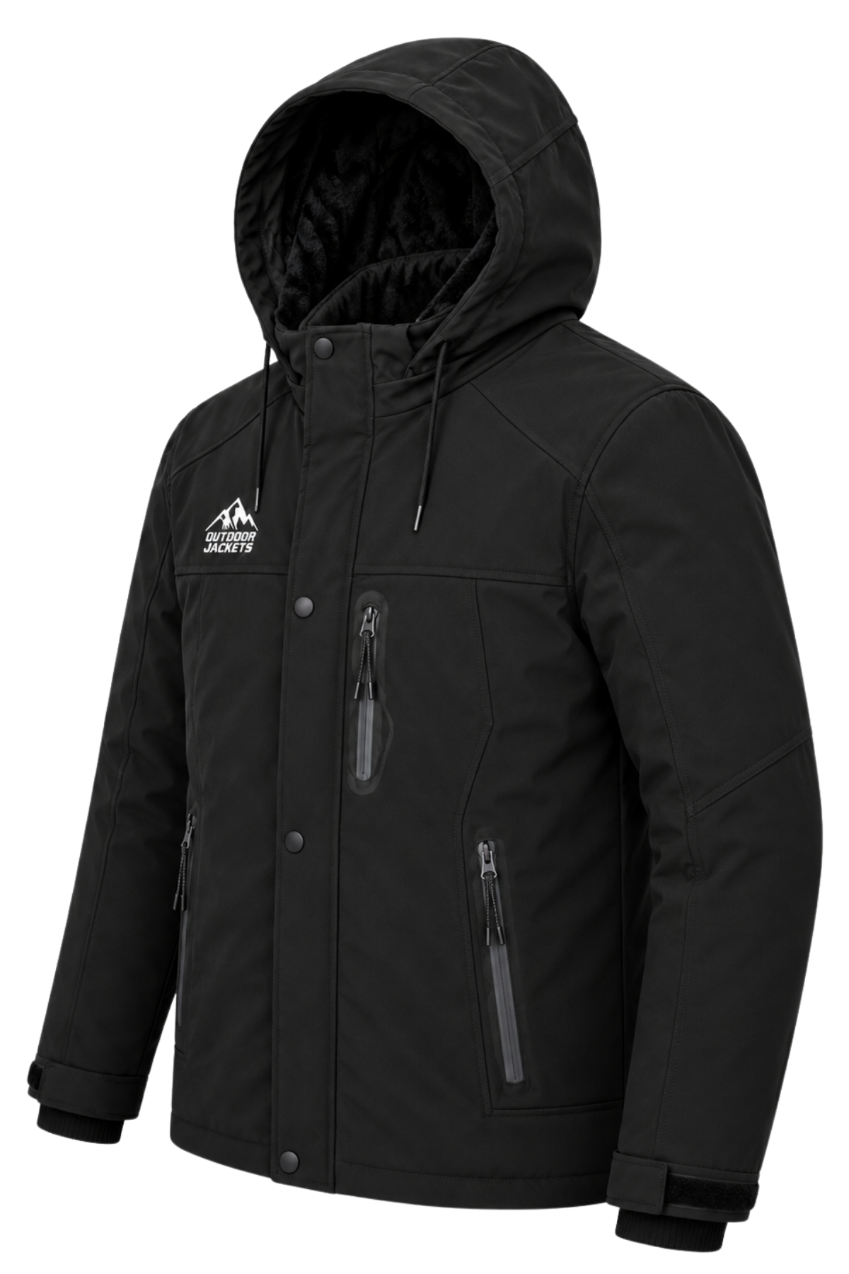 Erkek Siyah Softshell Mont Kapüşonlu Kışlık Suya Dayanıklı Fermuarlı Cepli Outdoor Mont