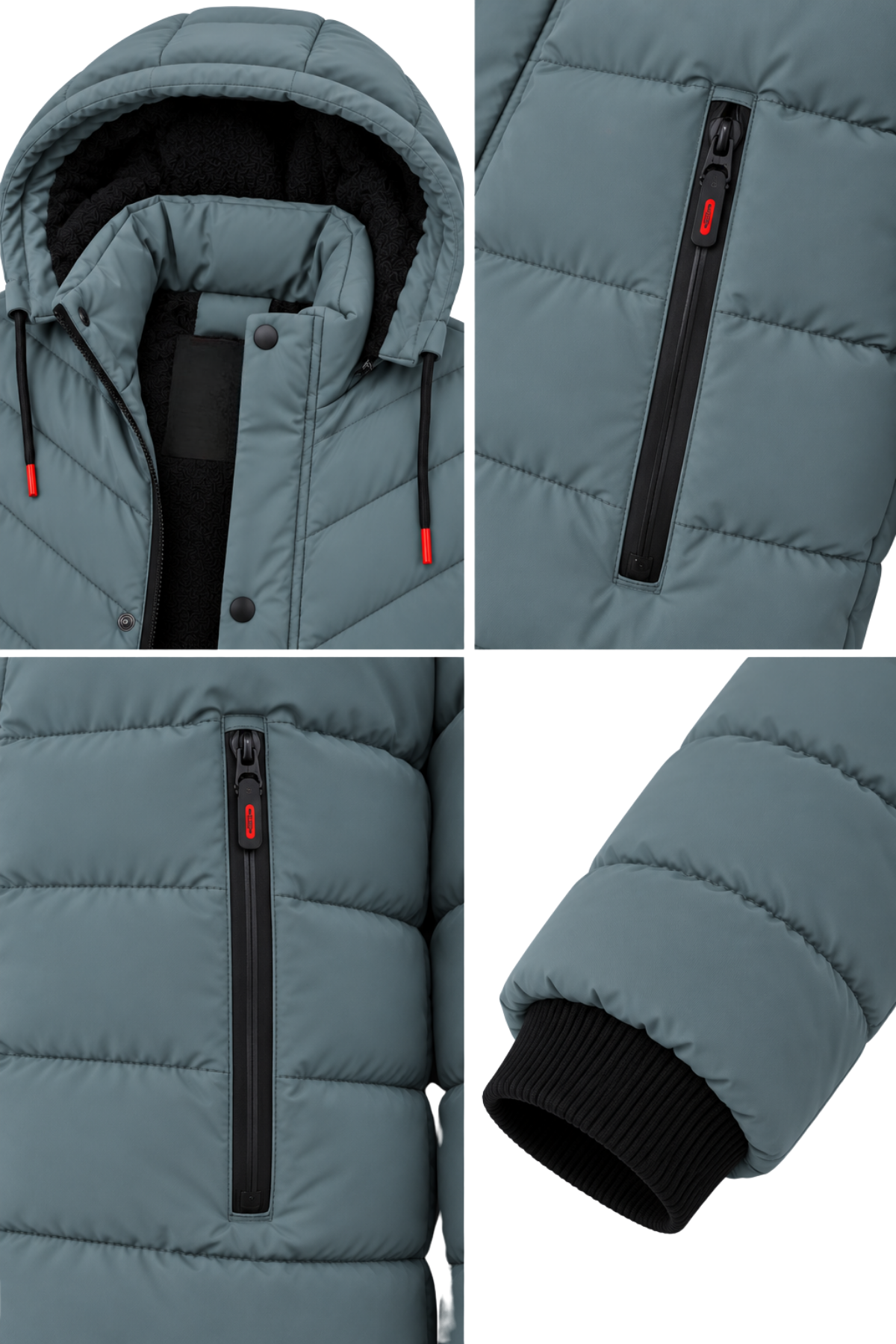 Erkek Su Yeşili Erkek Outdoor Su Geçirmez Kapüşonlu Kışlık Kaban – Rüzgar ve Yağmura Dayanıklı  Mont&Kaban