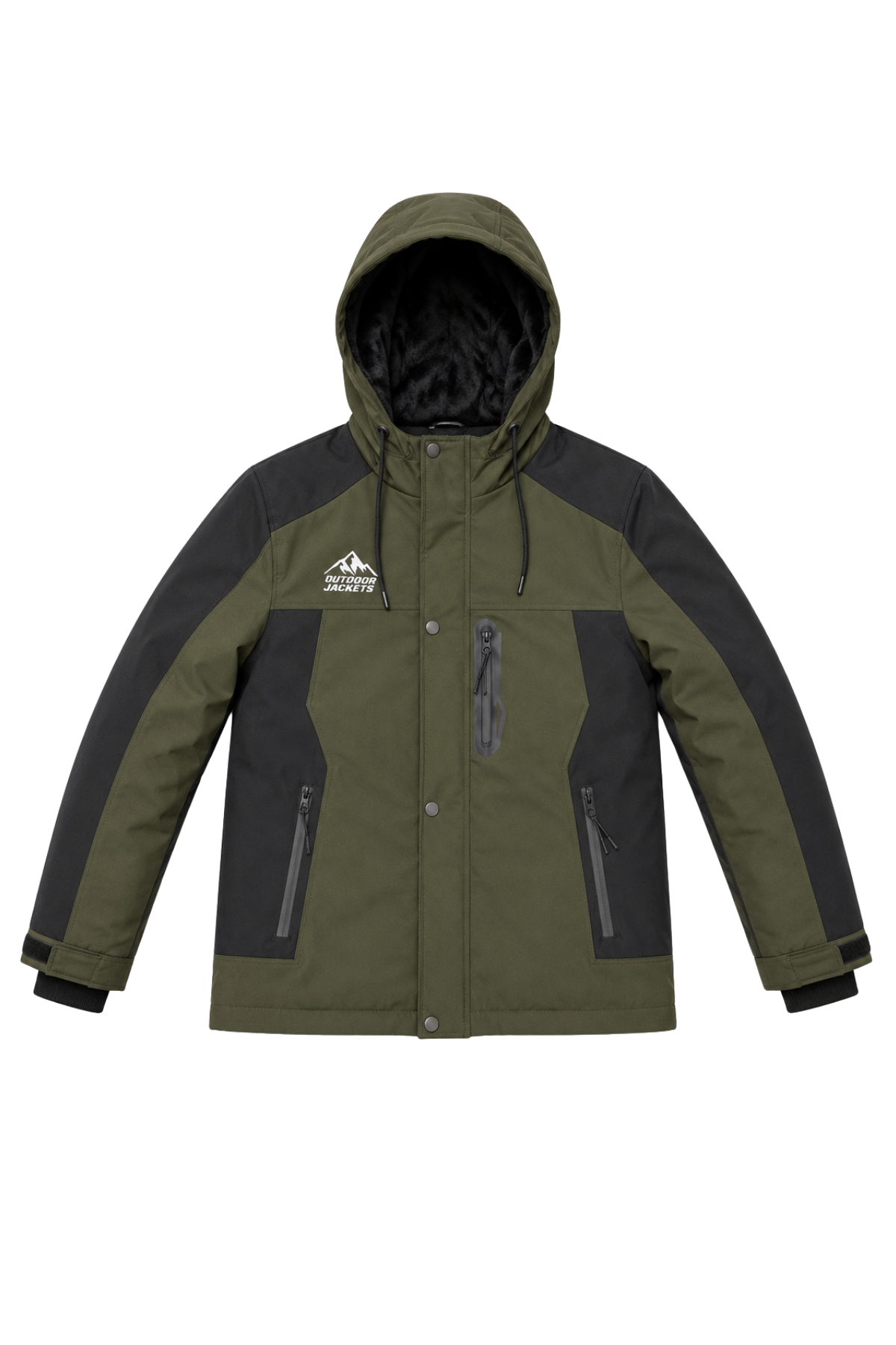 Erkek Yeşil Softshell Mont Kapüşonlu Kışlık Suya Dayanıklı Fermuarlı Cepli Outdoor Mont