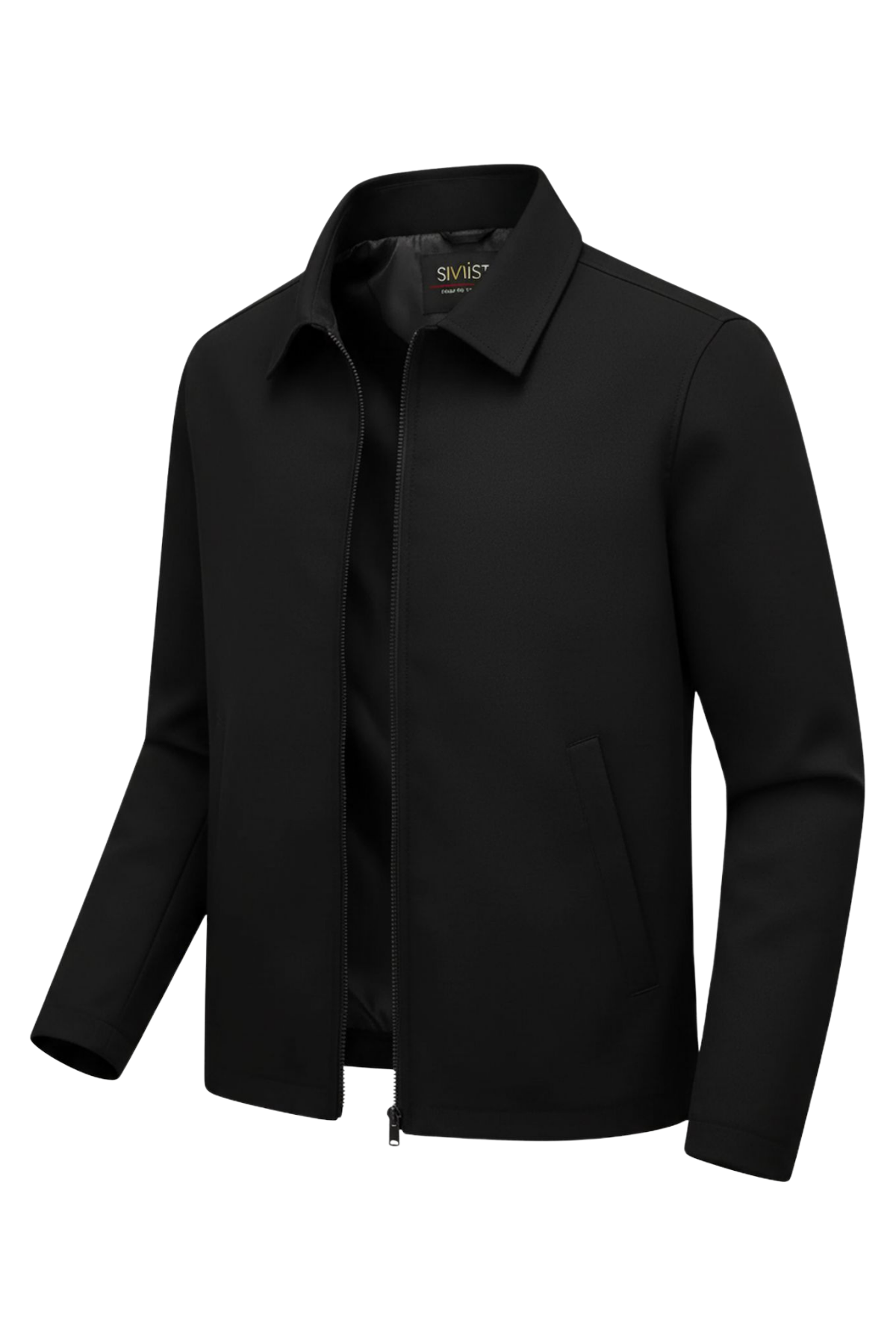 Siyah Erkek Pamuk Polyester Karışımlı Yakalı Bonded Kumaş Su Ve Rüzgar Geçirmez Mevsimlik&Yazlık Mont