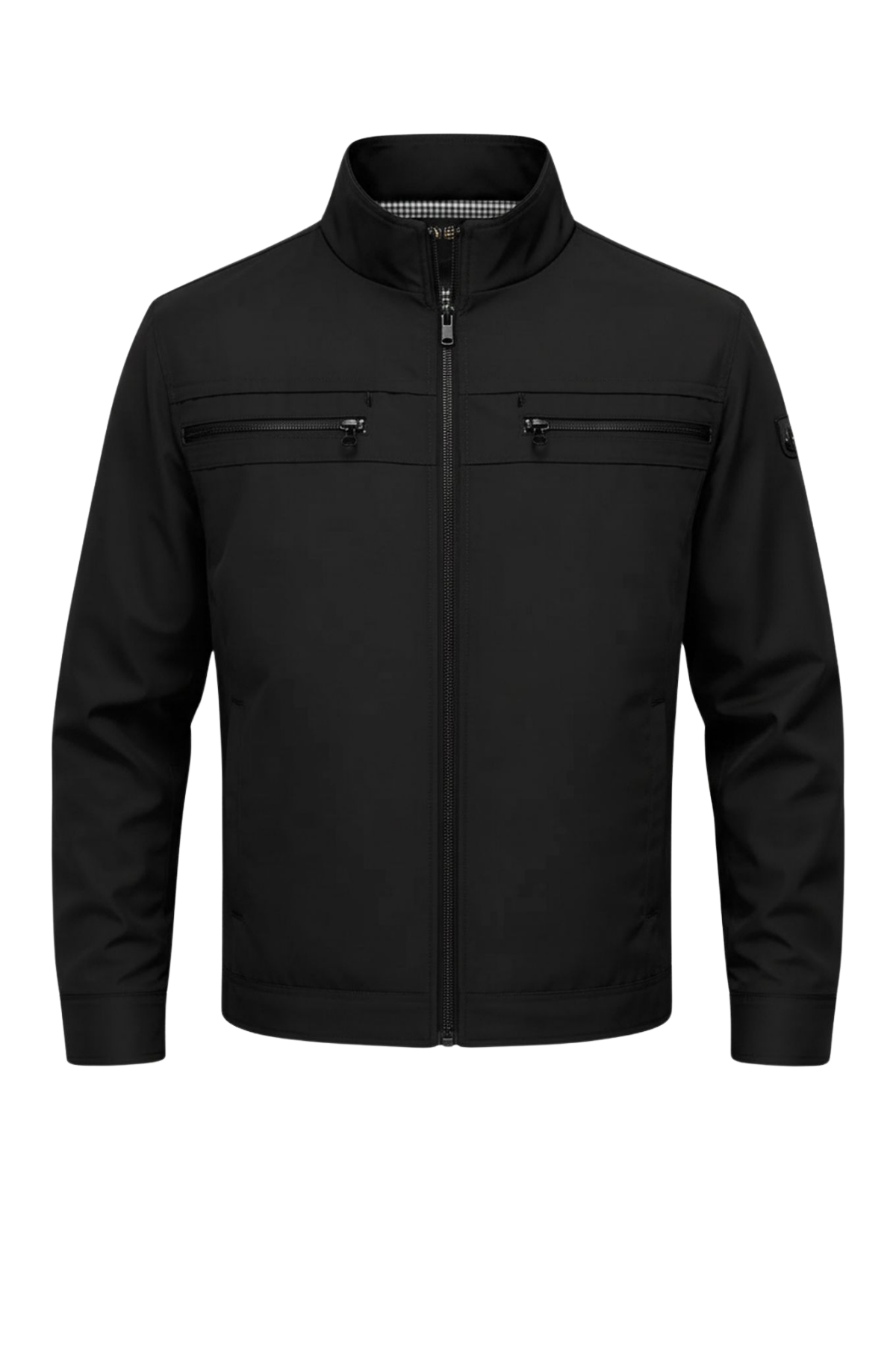 Siyah Erkek Pamuk Polyester Karışımlı Çift Göğüs Fermuarlı Su Ve Rüzgar Geçirmez Mevsimlik&Yazlık Mont