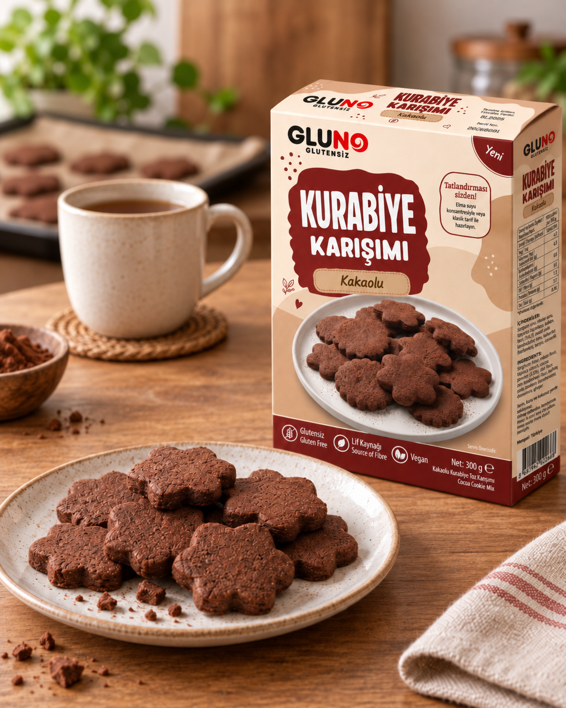 Gluno Glutensiz Kakaolu Kurabiye Karışımı 300 g
