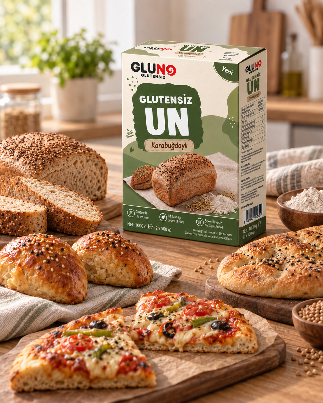 Gluno Glutensiz Karabuğdaylı Glutensiz Un 1000g