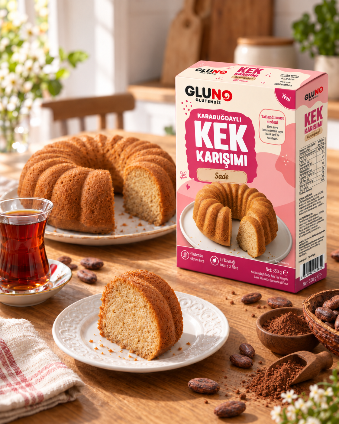 Gluno Glutensiz Karabuğdaylı Sade Kek Karışımı 350g
