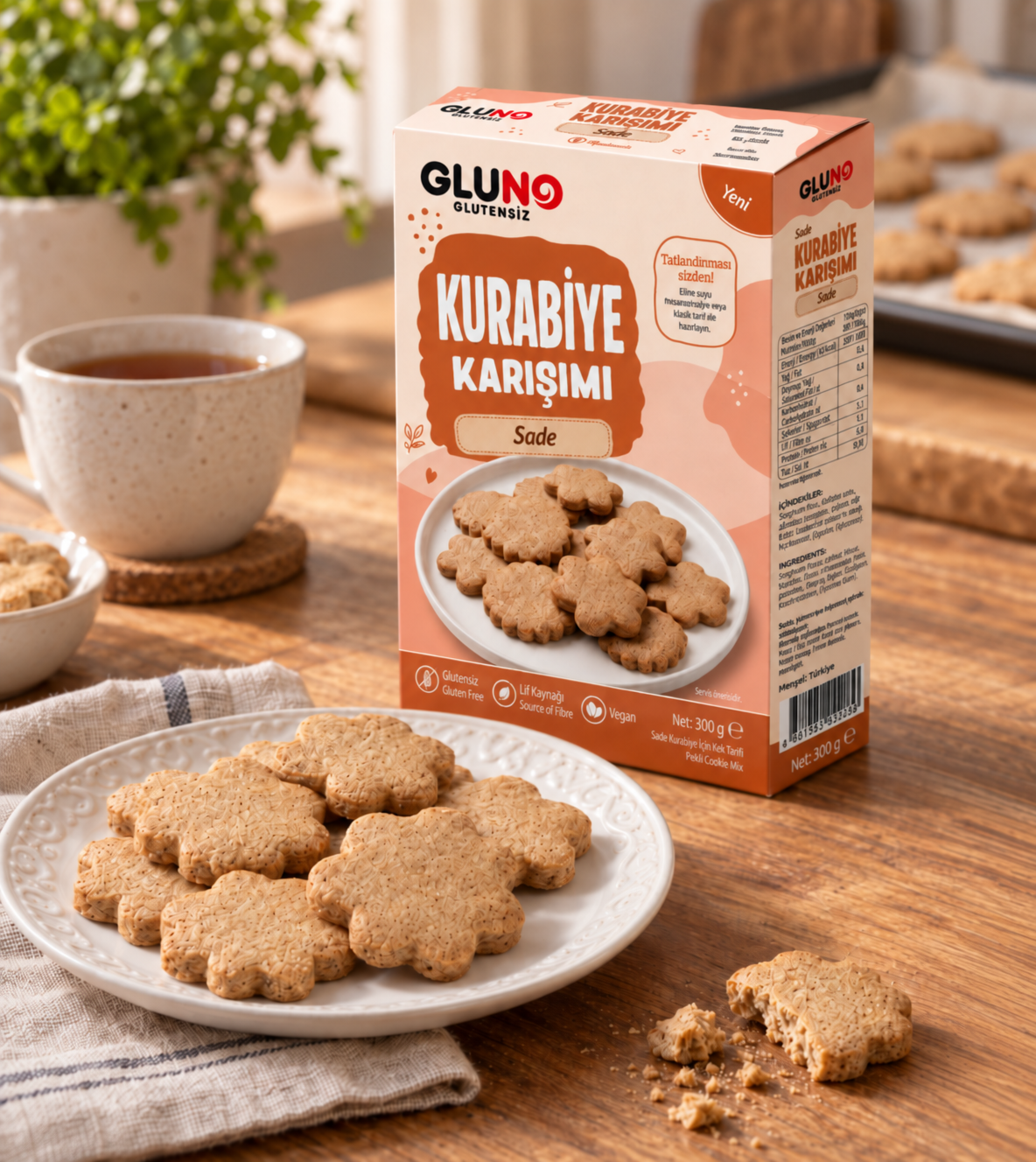 Gluno Glutensiz Sade Kurabiye Karışımı 300g
