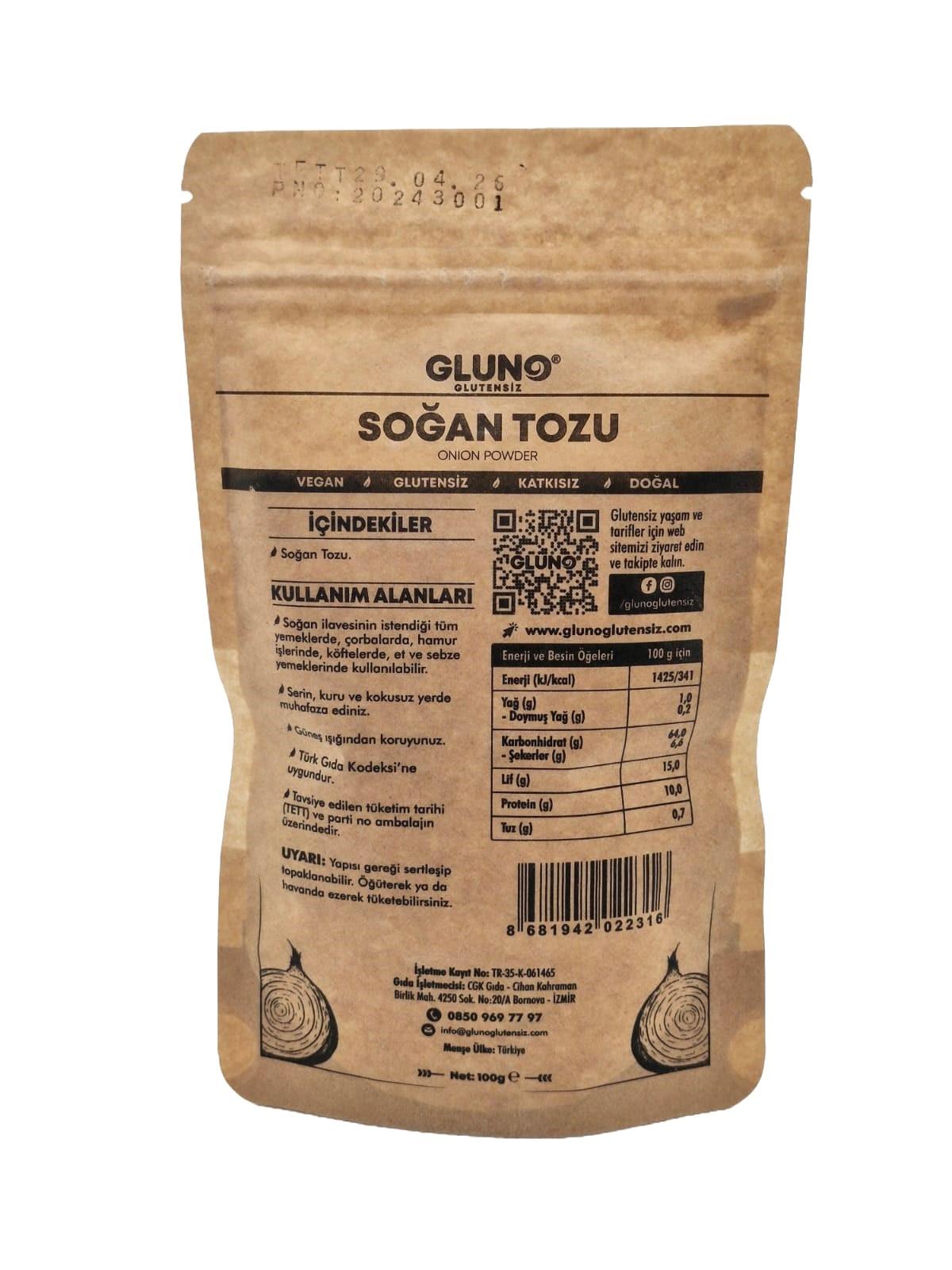 Gluno Glutensiz Soğan Tozu 100g
