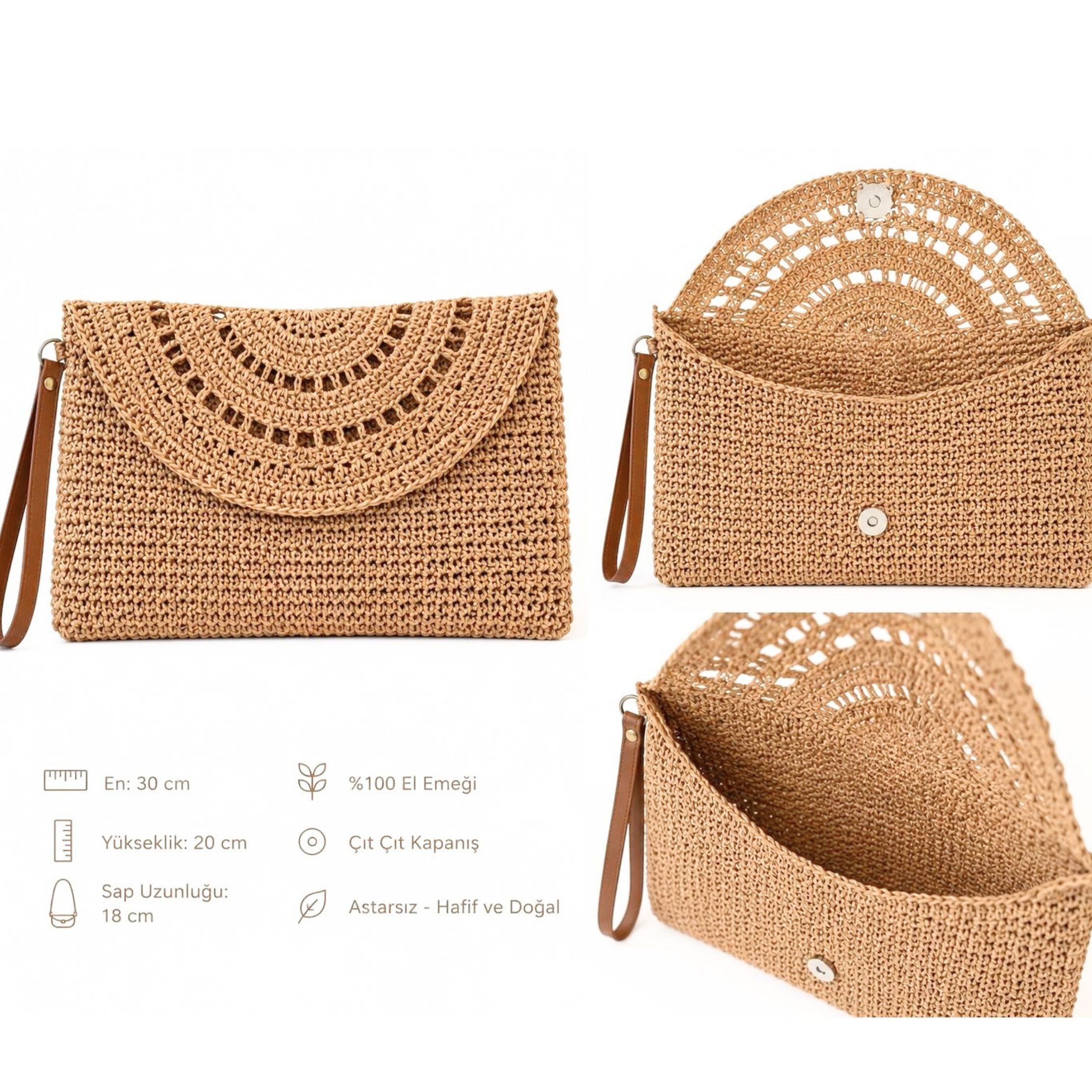  Bohem Hasır Görünümlü Clutch