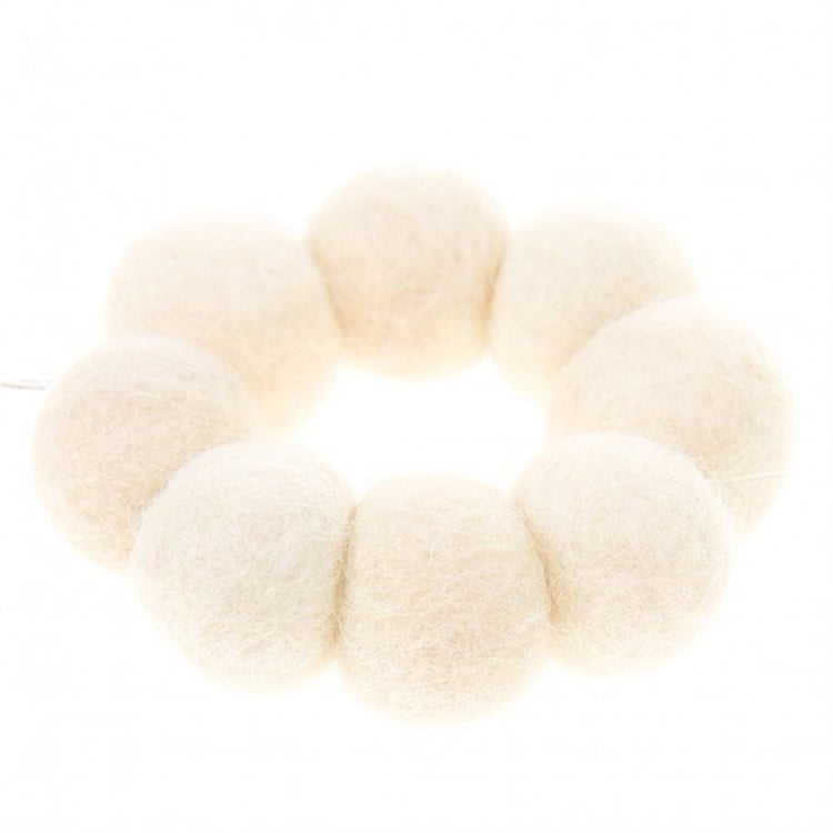 Beyaz Keçe Top Yılbaşı Süsü