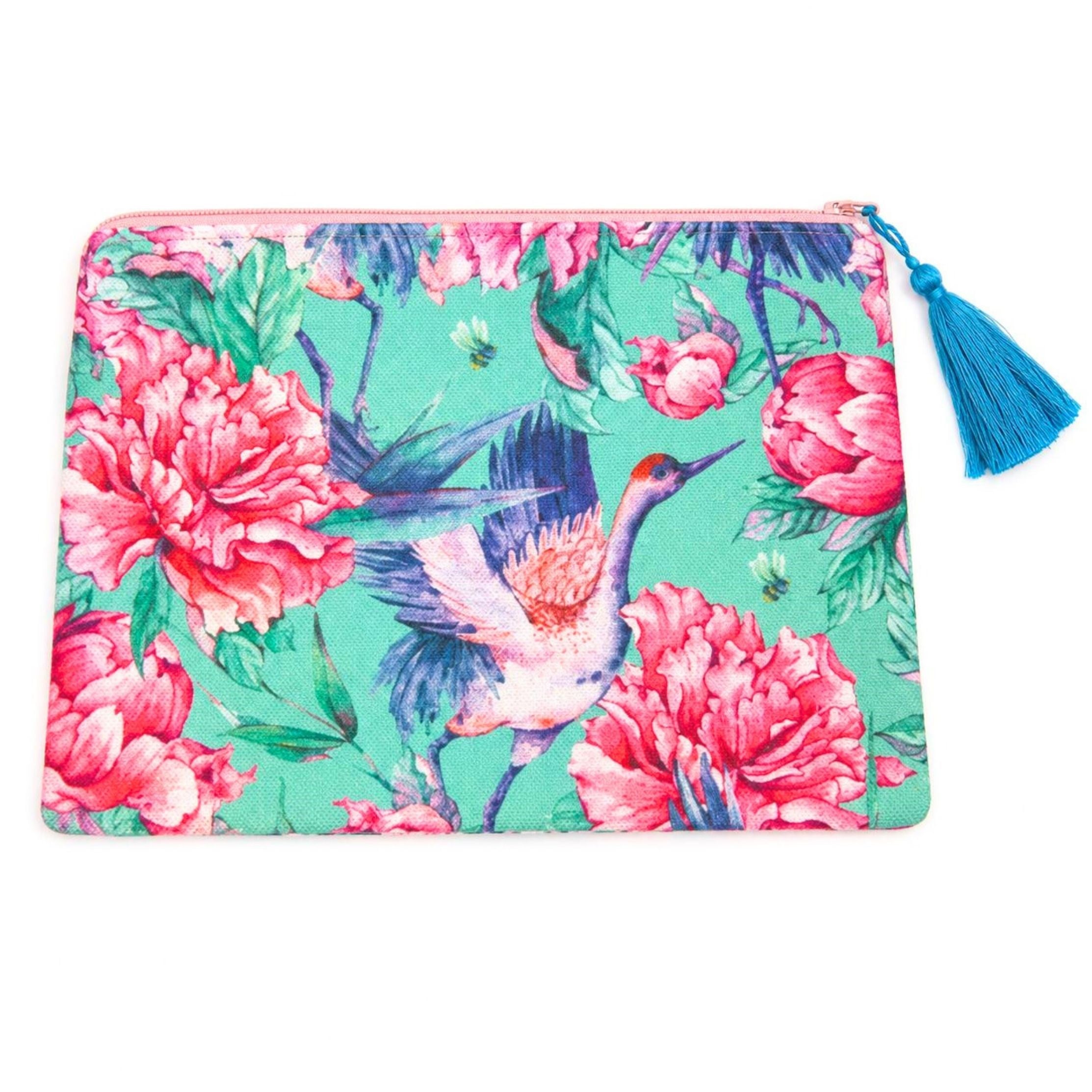 Çiçekli Turkuaz Clutch
