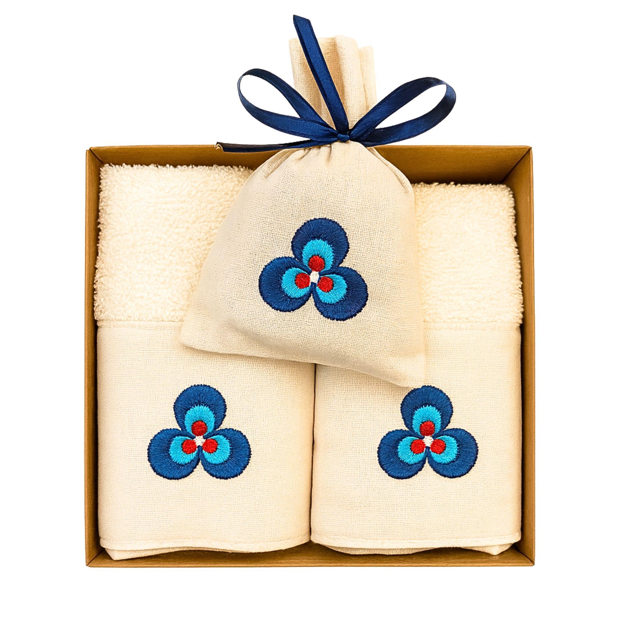 Çintemani Nakışlı Kare Havlu Seti