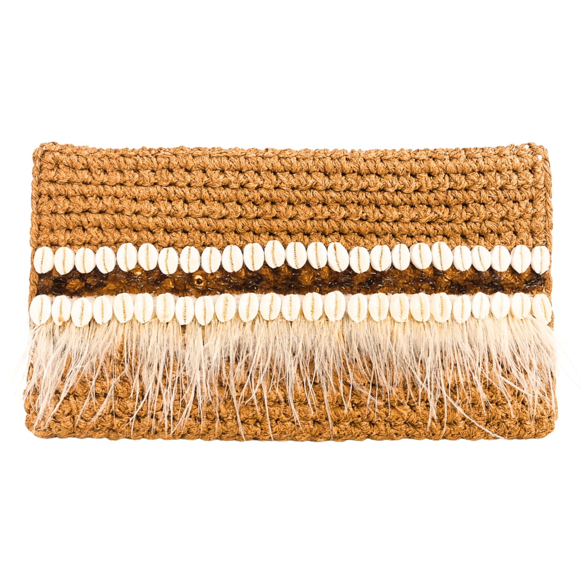 Deniz kabuklu Tüylü Portföy Çanta