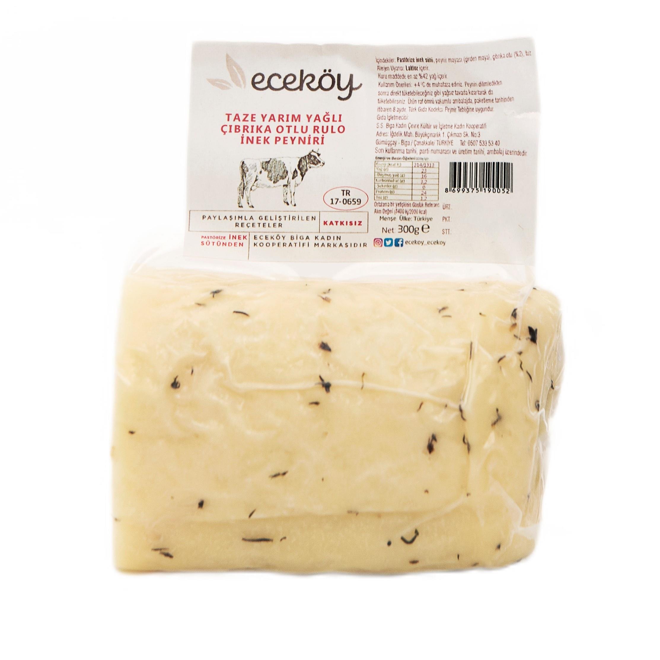 Eceköy Yarım Yağlı Çıbrıka Otlu Rulo İnek Peyniri 300 gr