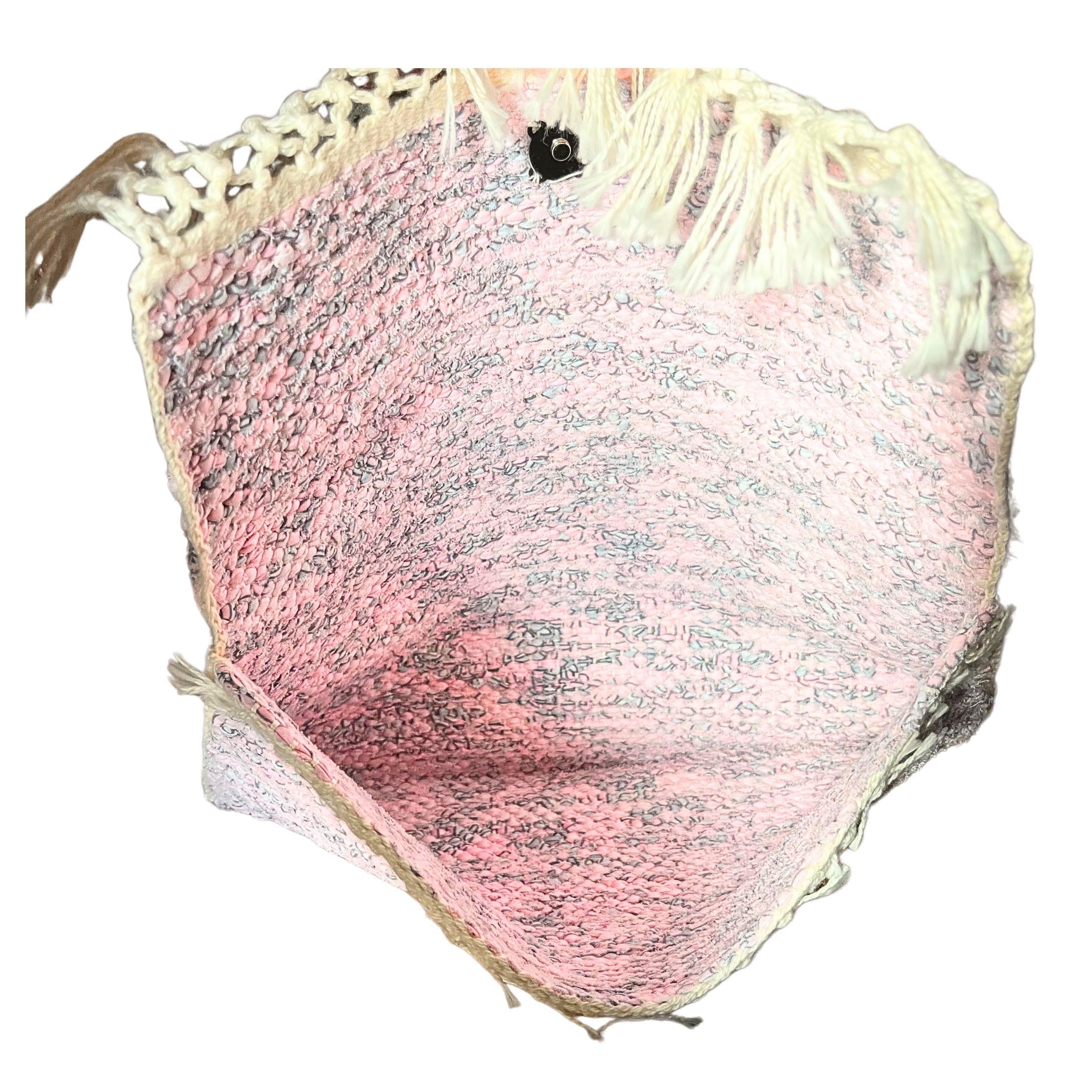 Fermuarlı Püsküllü Pembe Clutch Çanta  