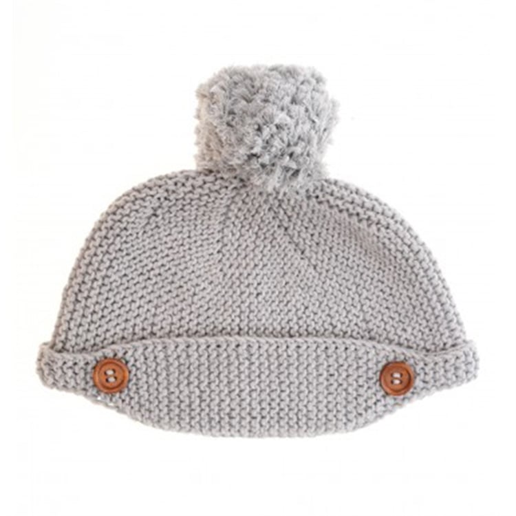 Gri Örgü Bebek Şapkası