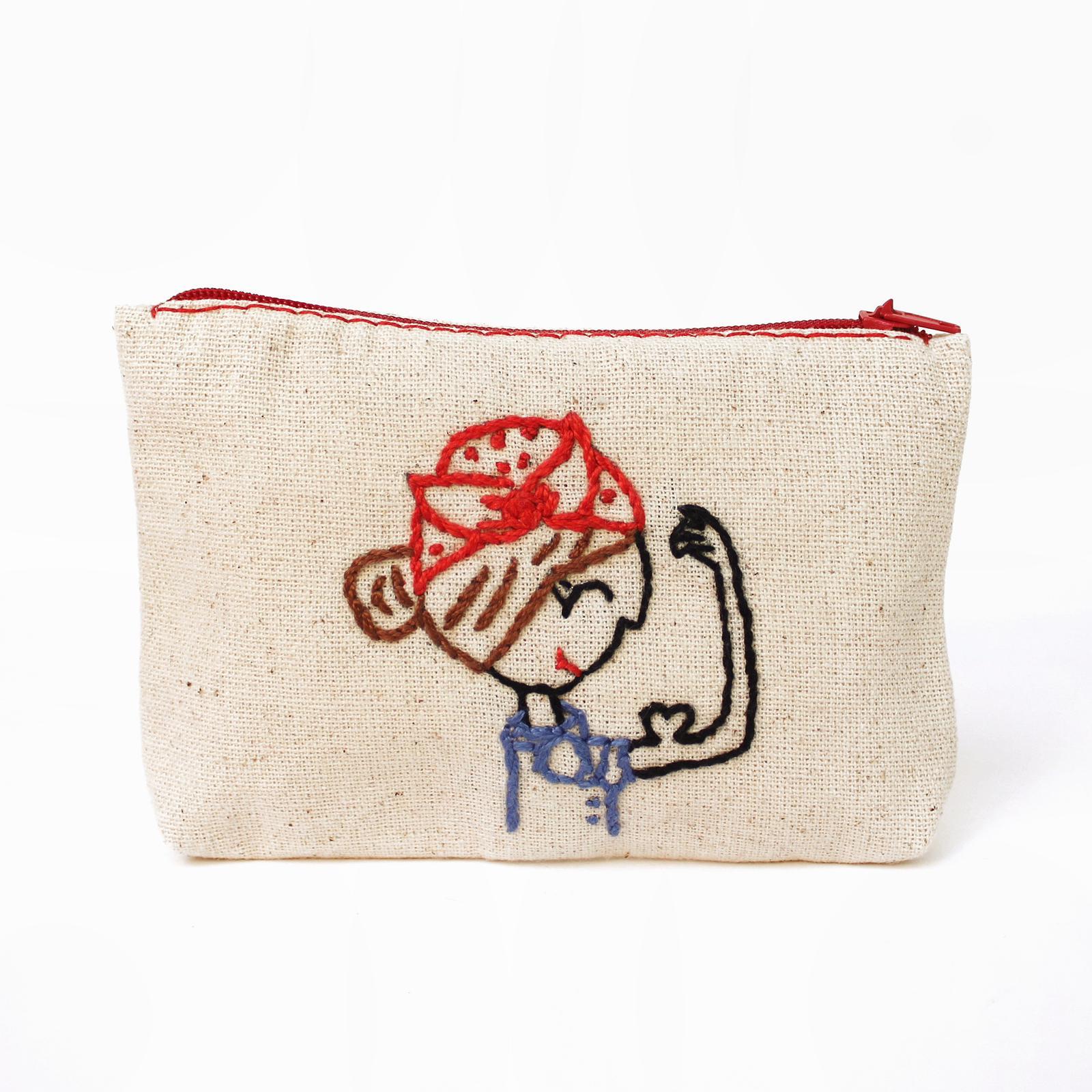 Kadın Gücü Nakışlı Küçük Cüzdan