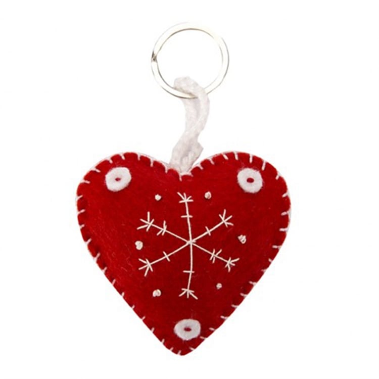 Kırmızı Keçe Kalp Anahtarlık