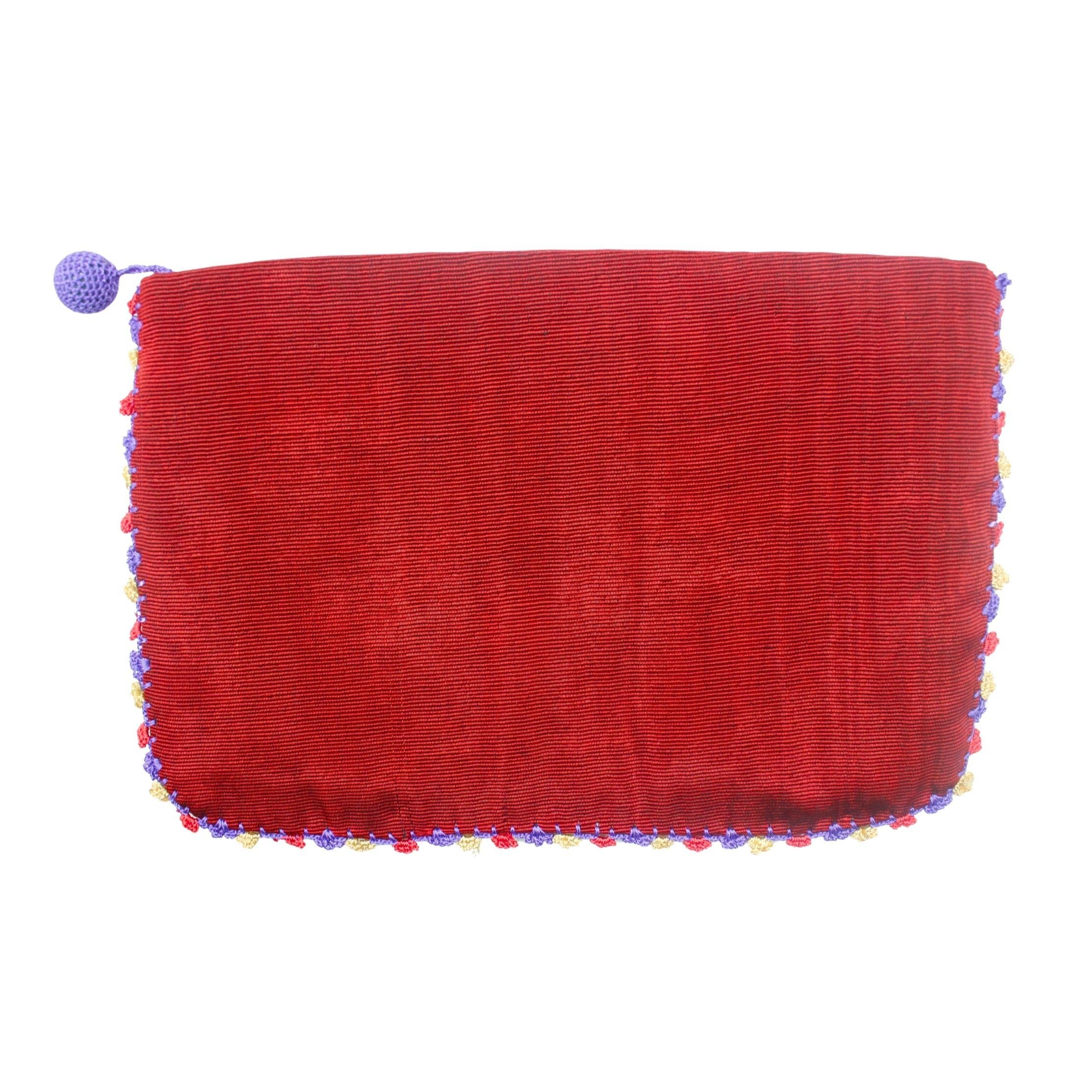 Kuş İşlemeli Kutnu Cüzdan