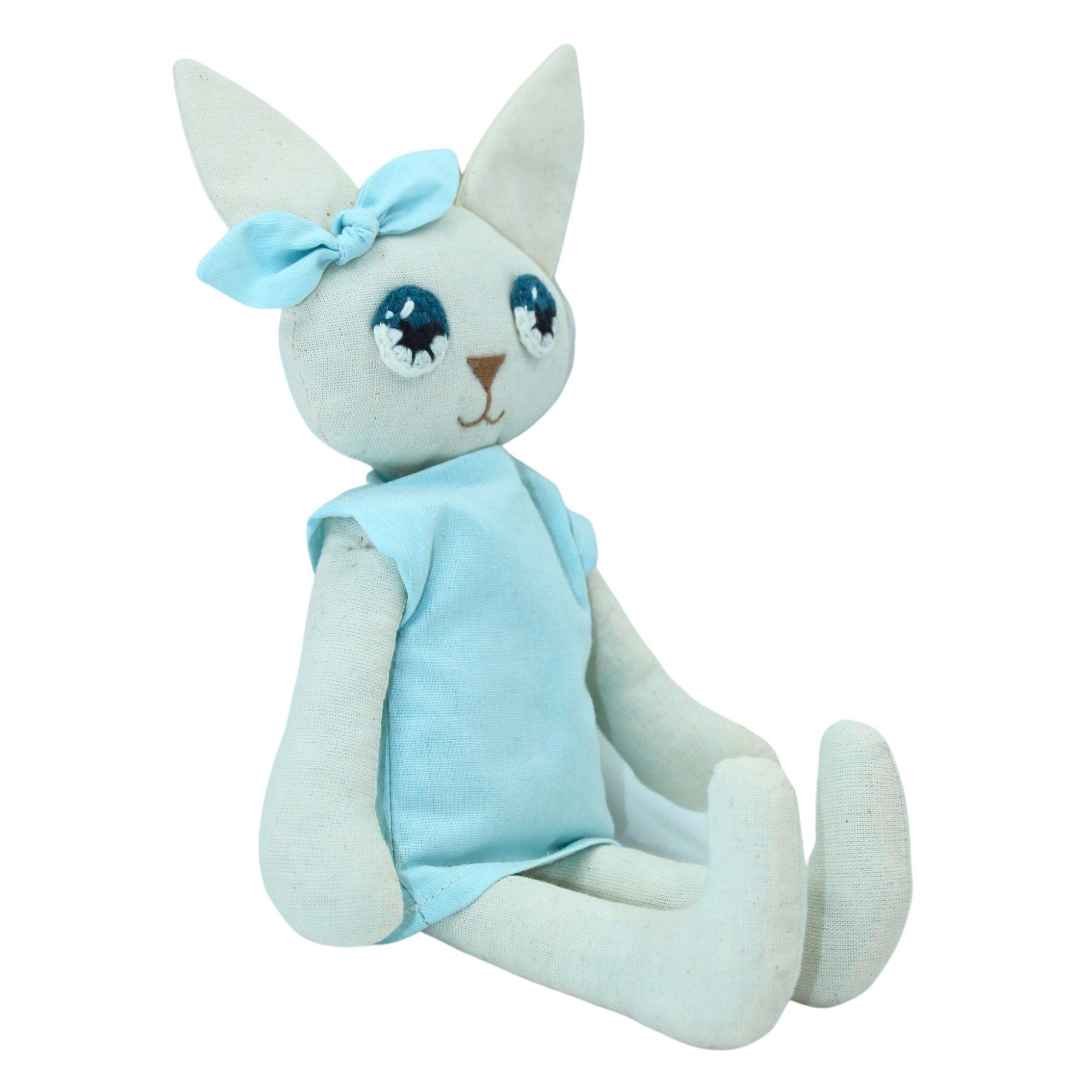 Mavi Elbiseli Kedi Bez Oyuncak
