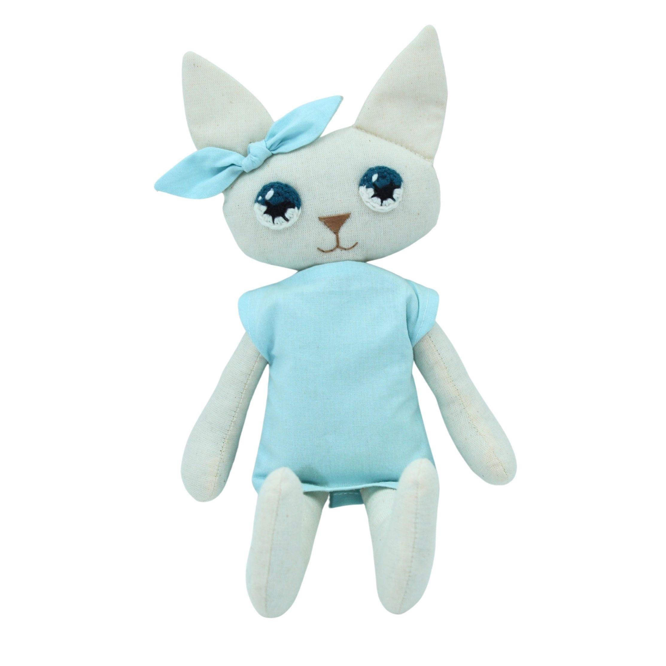 Mavi Elbiseli Kedi Bez Oyuncak