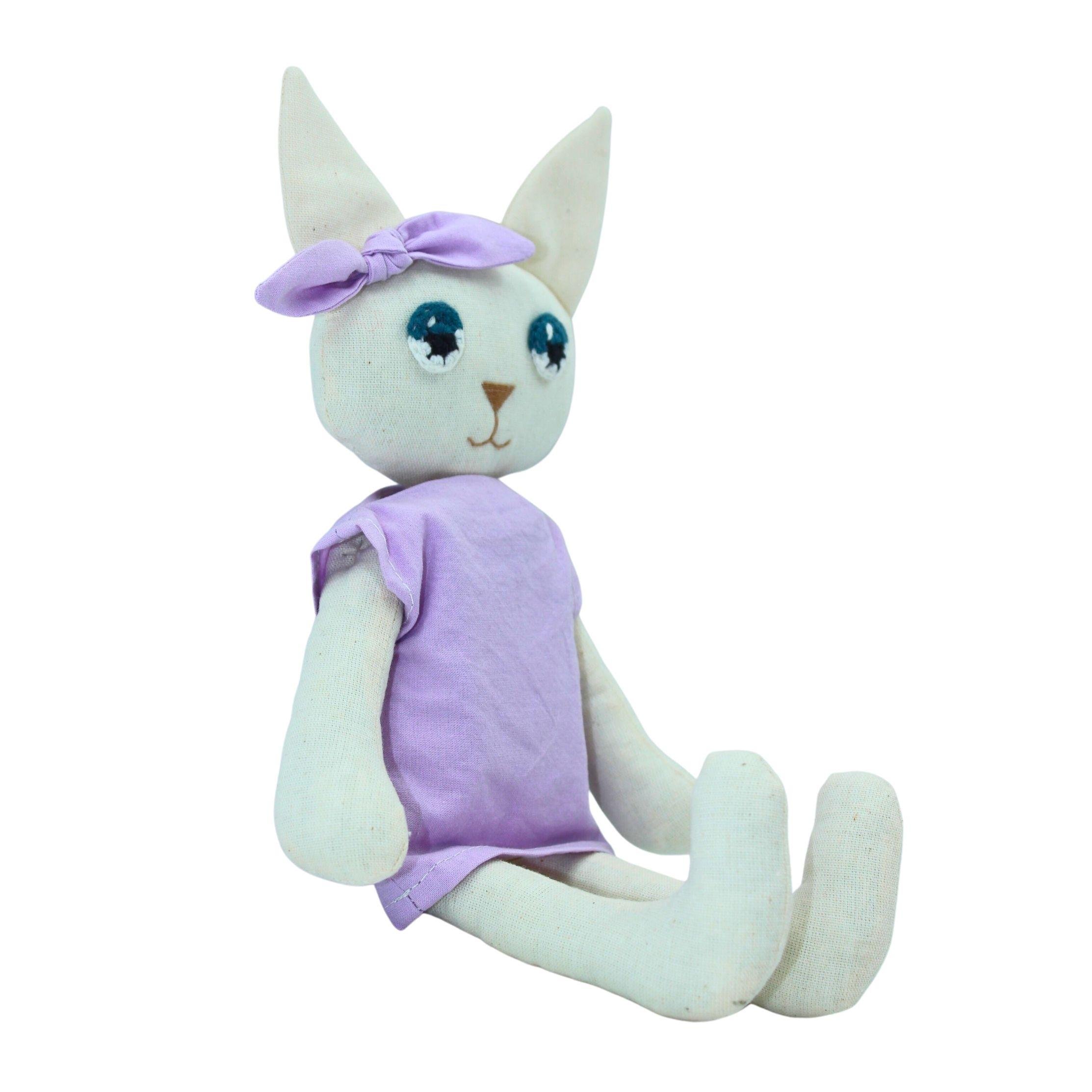 Mor Elbiseli Kedi Bez Oyuncak