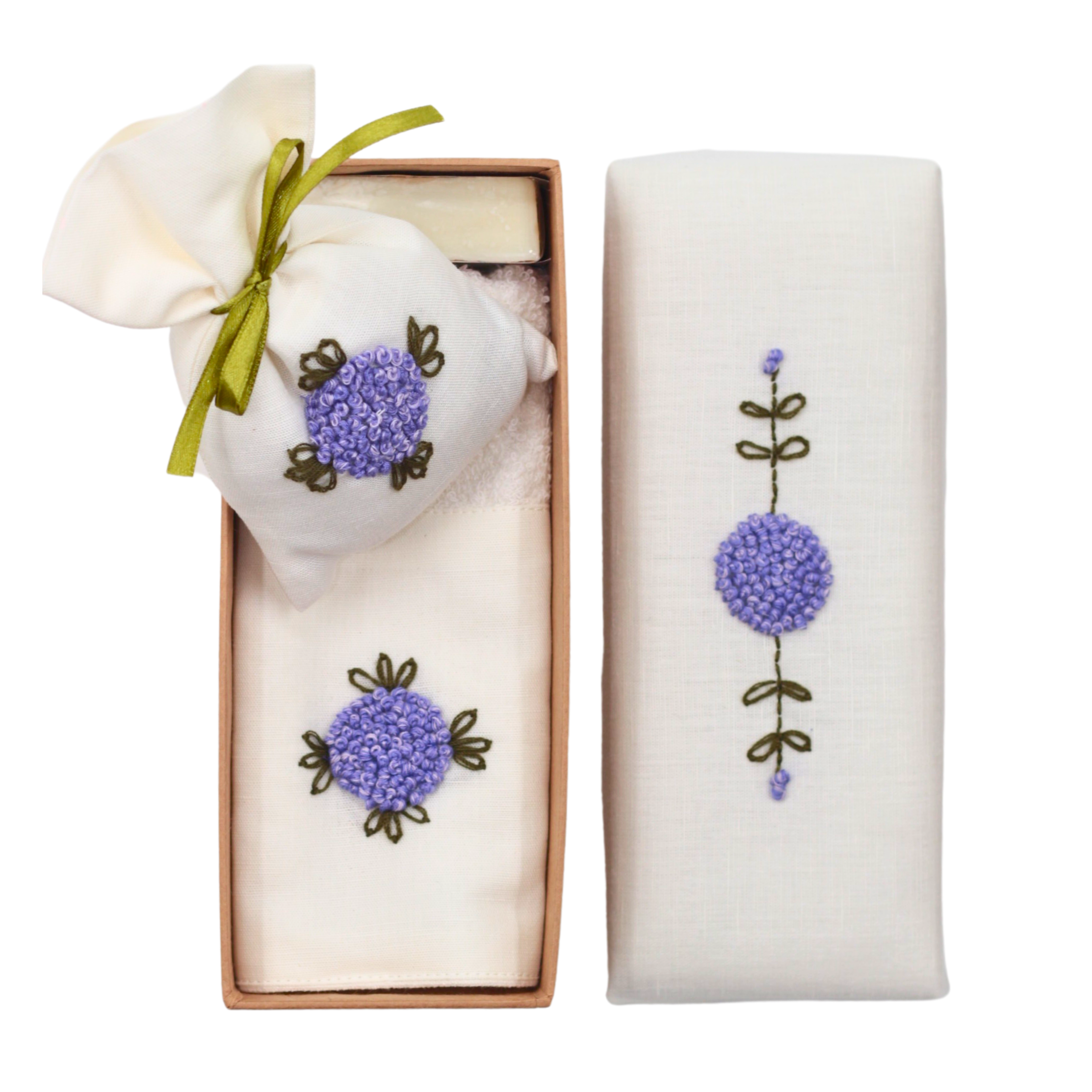 Mor Top İşli Dikdörtgen Havlu Seti