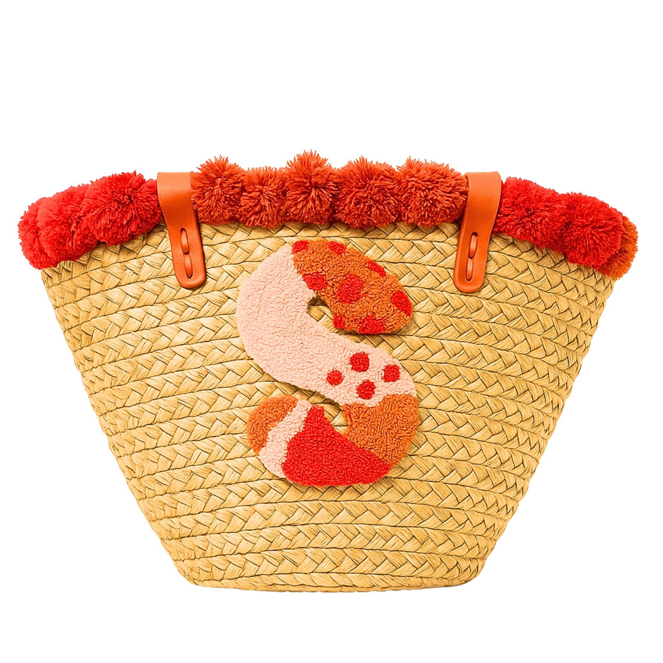 S HARFİ DESENLİ HASIR ÇANTA SEPETÇİLİZ