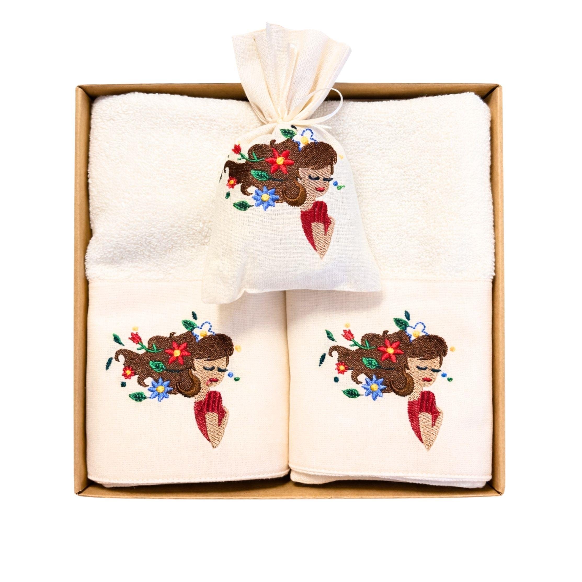 SAÇLARI ÇİÇEK KADIN DESENLİ HAVLU SET (2 HAVLU +LAVANTA KESESİ )