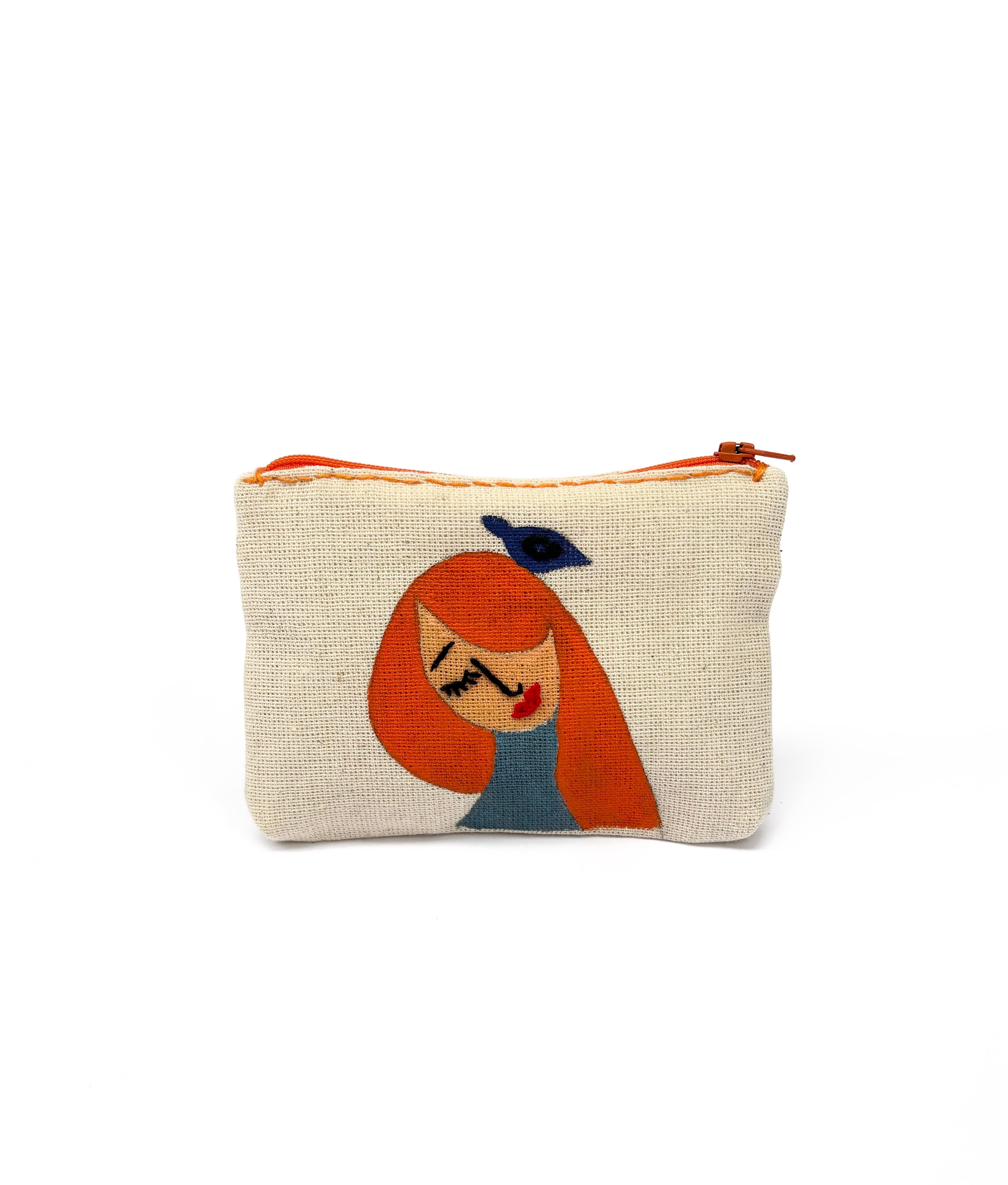 Saçları Kuş Desenli Cüzdan