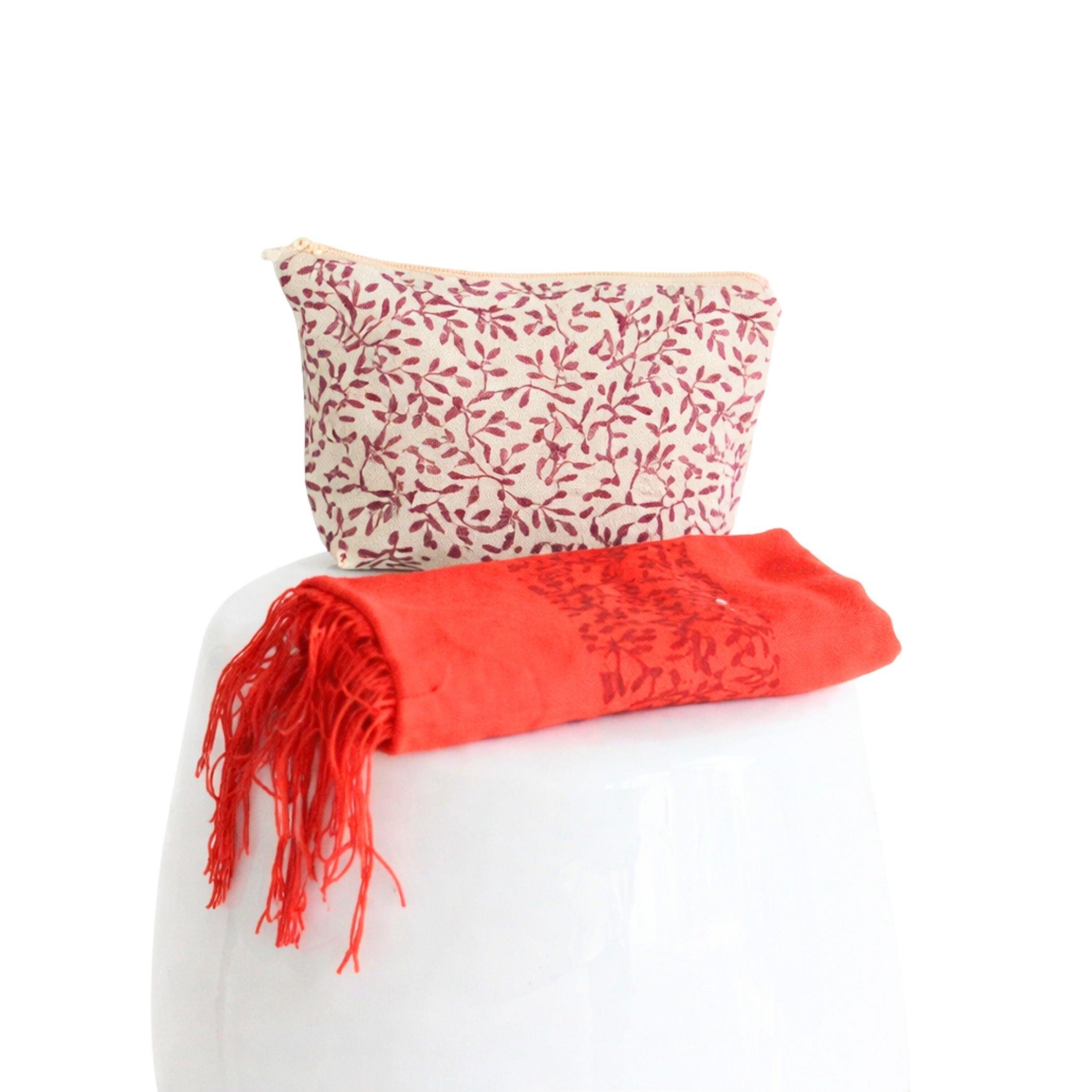 ŞAL SETİ  KIRMIZI ( ŞAL+ ÇANTA )