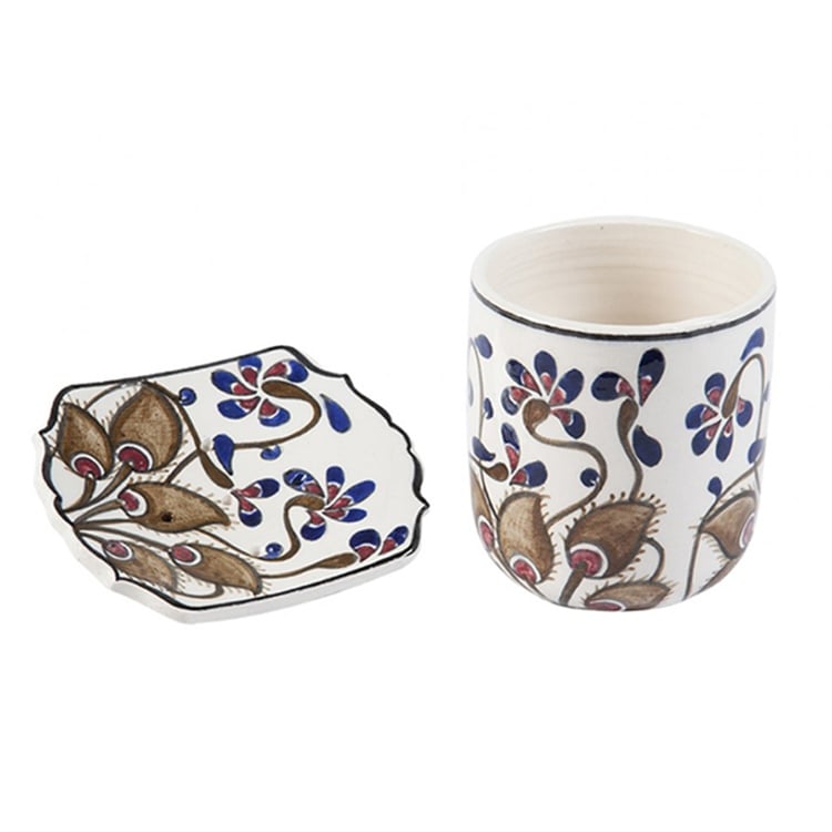 Salkım Çiçek Desenli Seramik Banyo Set