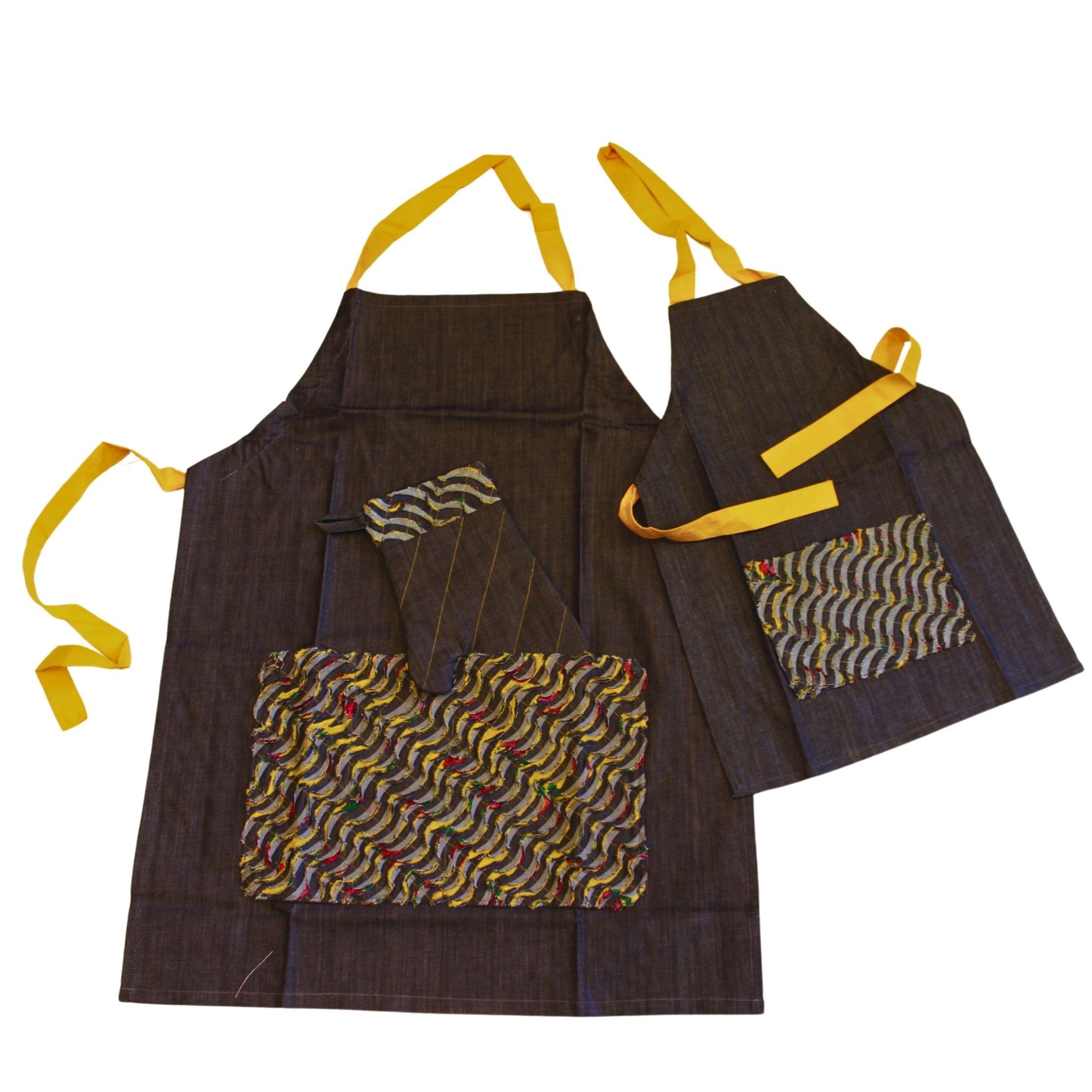 Sarı Salaş Anne Çocuk Önlük Seti