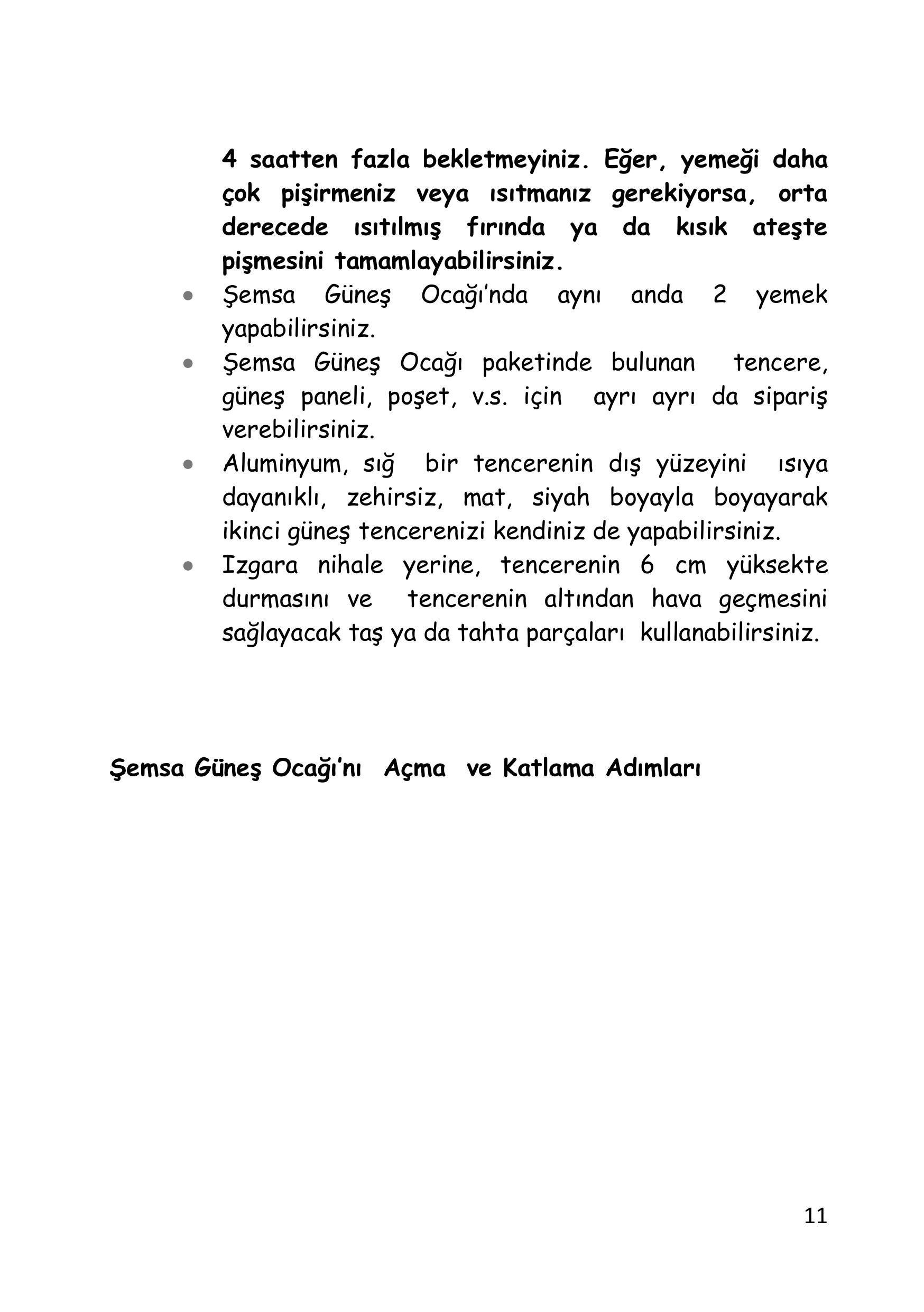 Şemsa Güneş Enerjisi ile Çalışan Güneş Ocağı