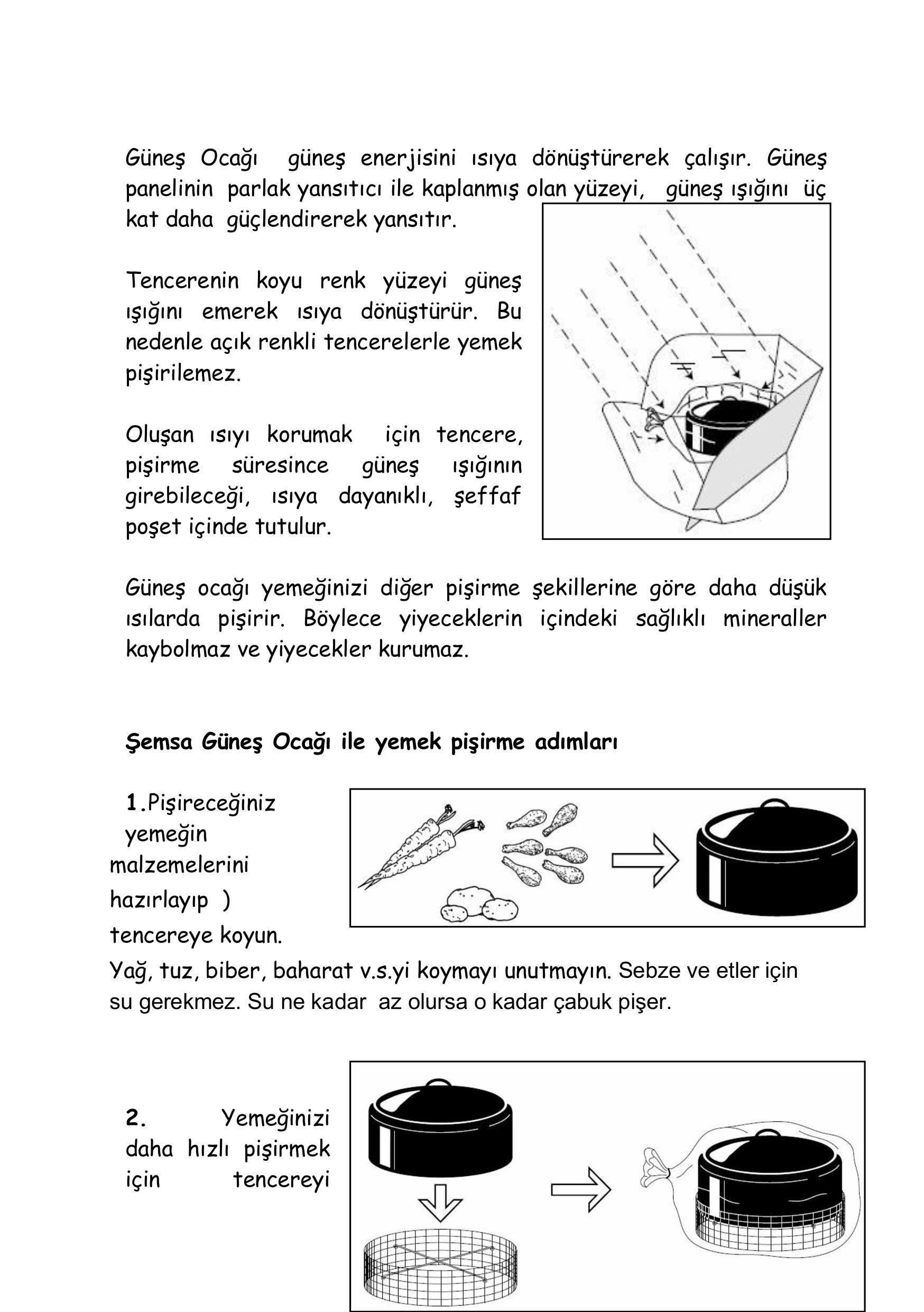 Şemsa Güneş Enerjisi ile Çalışan Güneş Ocağı