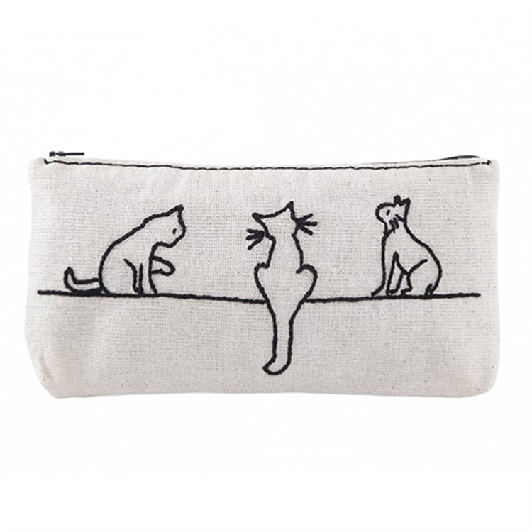 Üç Kedi Nakışlı Büyük Cüzdan