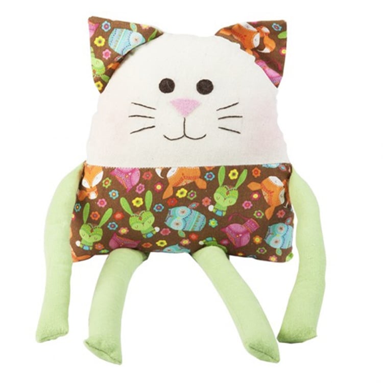 Yeşil Kedi Kalpli Bez Oyuncak