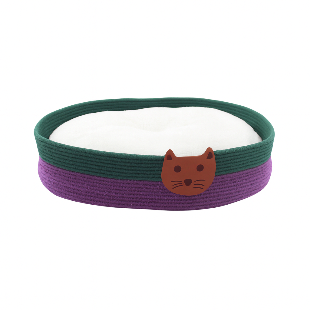Yeşil Mor Hasır Kedi Yatağı