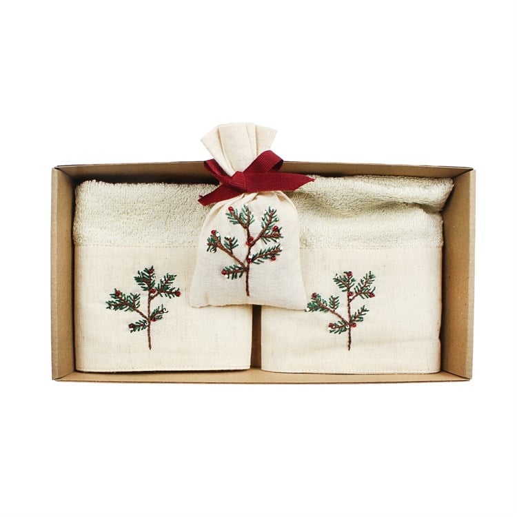 YILBAŞI NAKIŞLI İKİLİ HAVLU SET ZEHRA