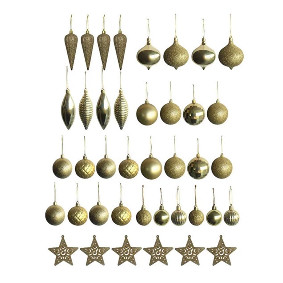 ASORTİ YILBAŞI AĞAÇ SÜSLEME SETİ 40 PARÇA LV200029 -GOLD-