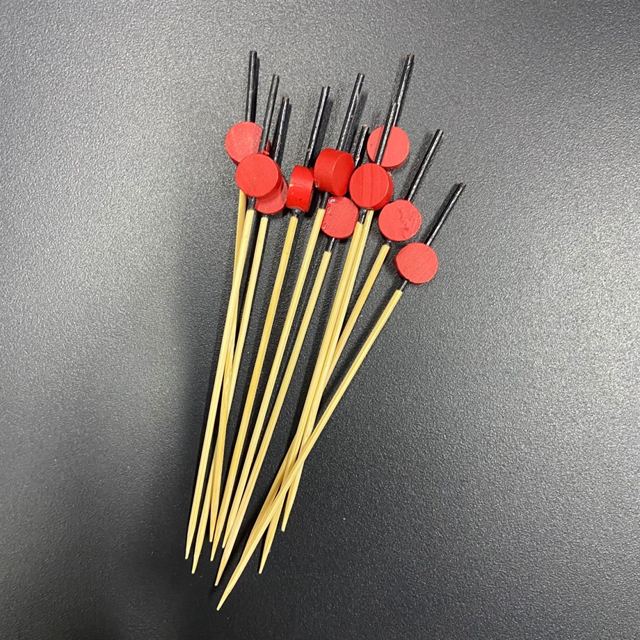  BAMBU KÜRDAN KIRMIZI BONCUKLU 12 CM 10 ADET YY-007